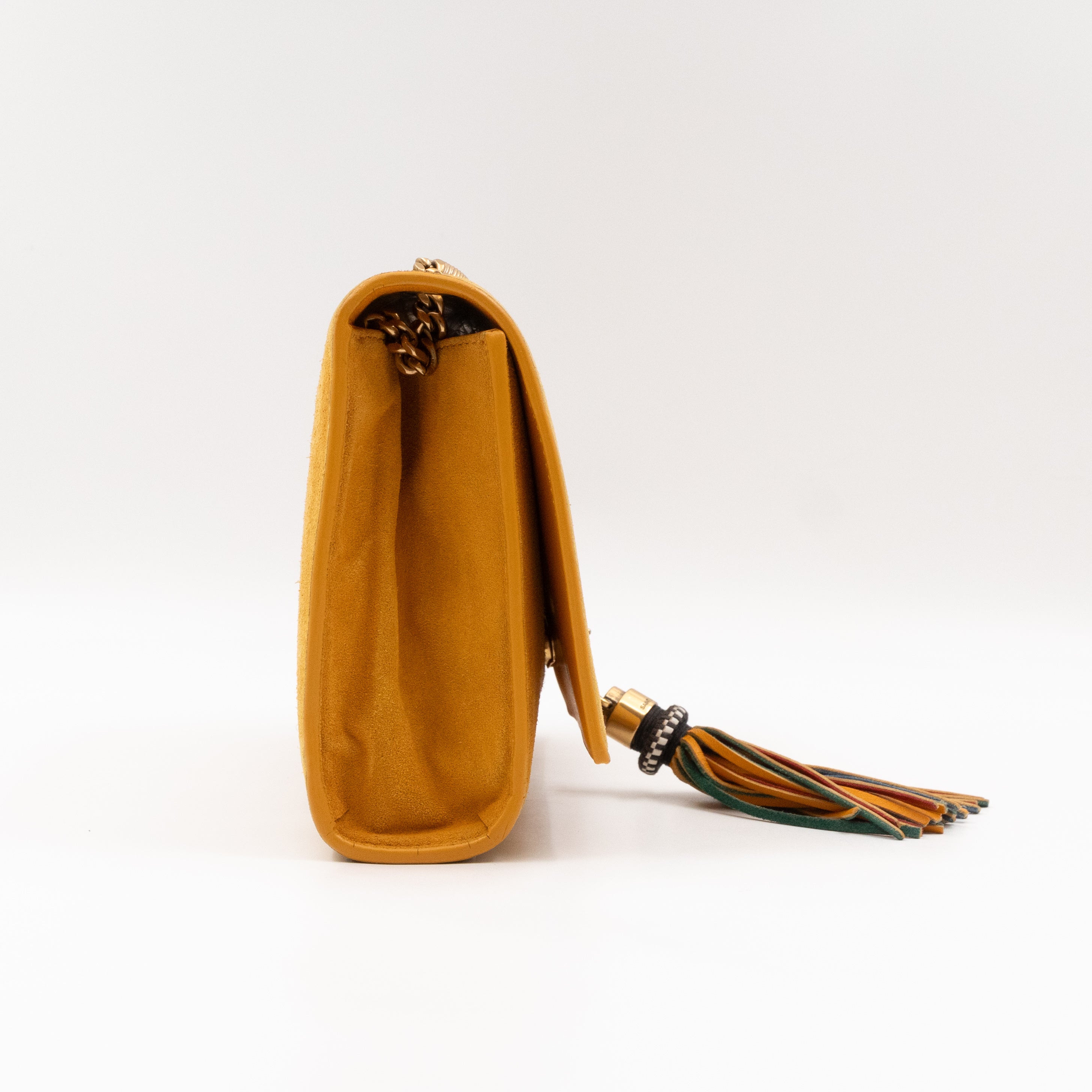 Kate Tassel Medium Yellow Suede Leather Gold