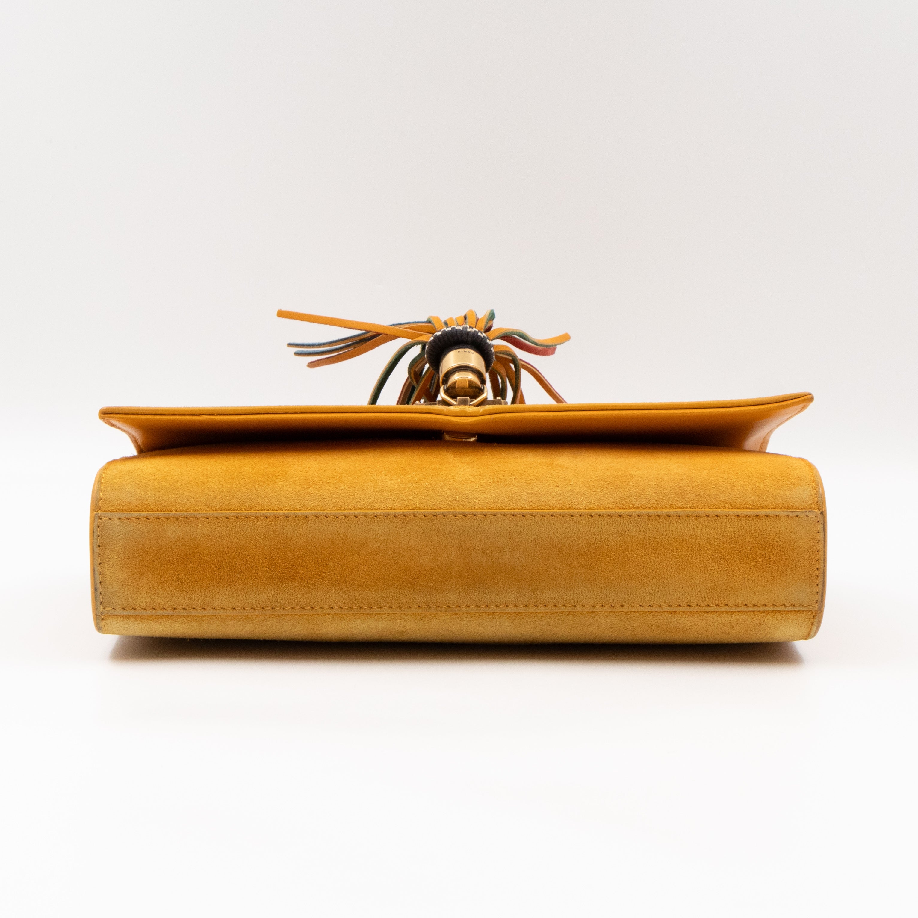 Kate Tassel Medium Yellow Suede Leather Gold