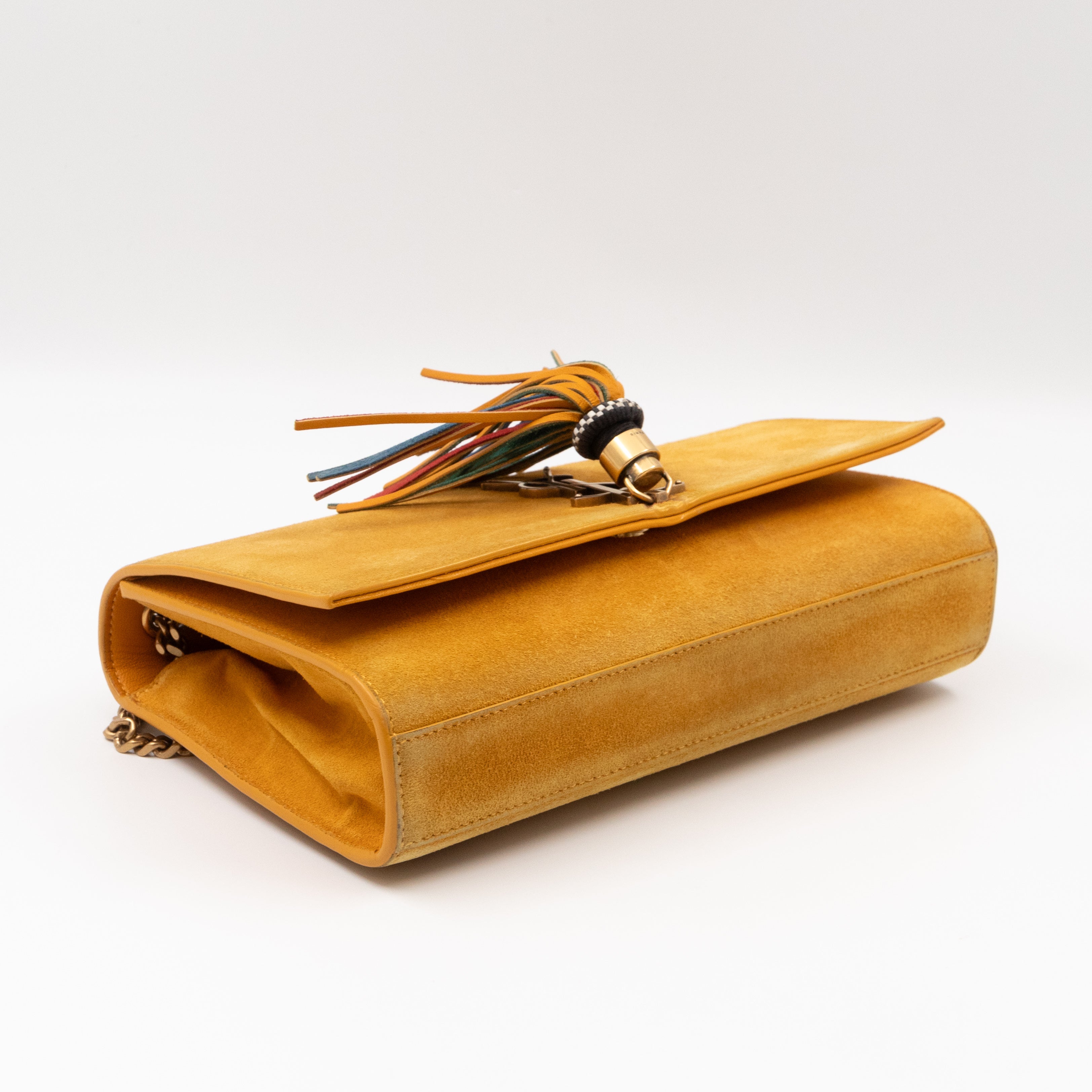 Kate Tassel Medium Yellow Suede Leather Gold