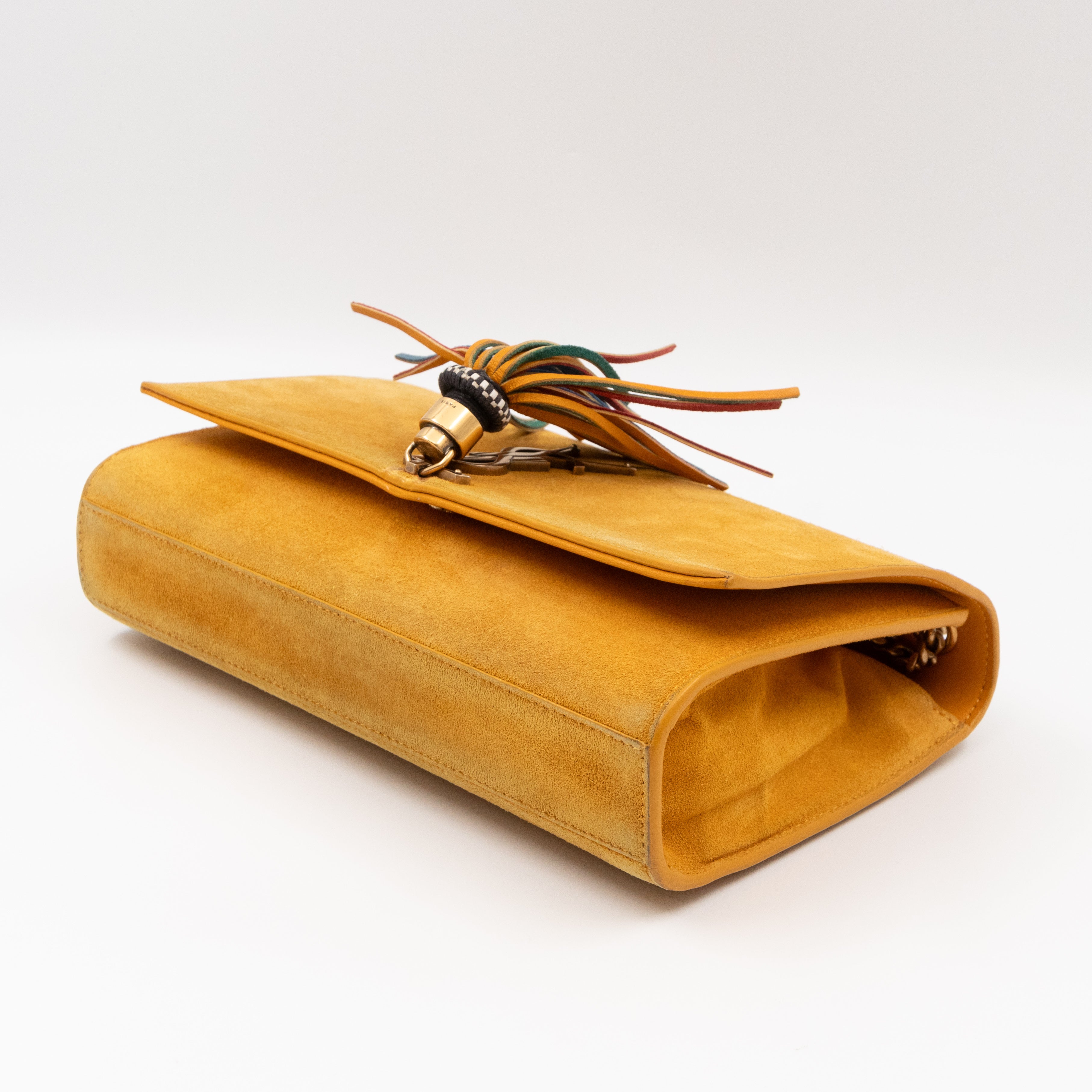 Kate Tassel Medium Yellow Suede Leather Gold