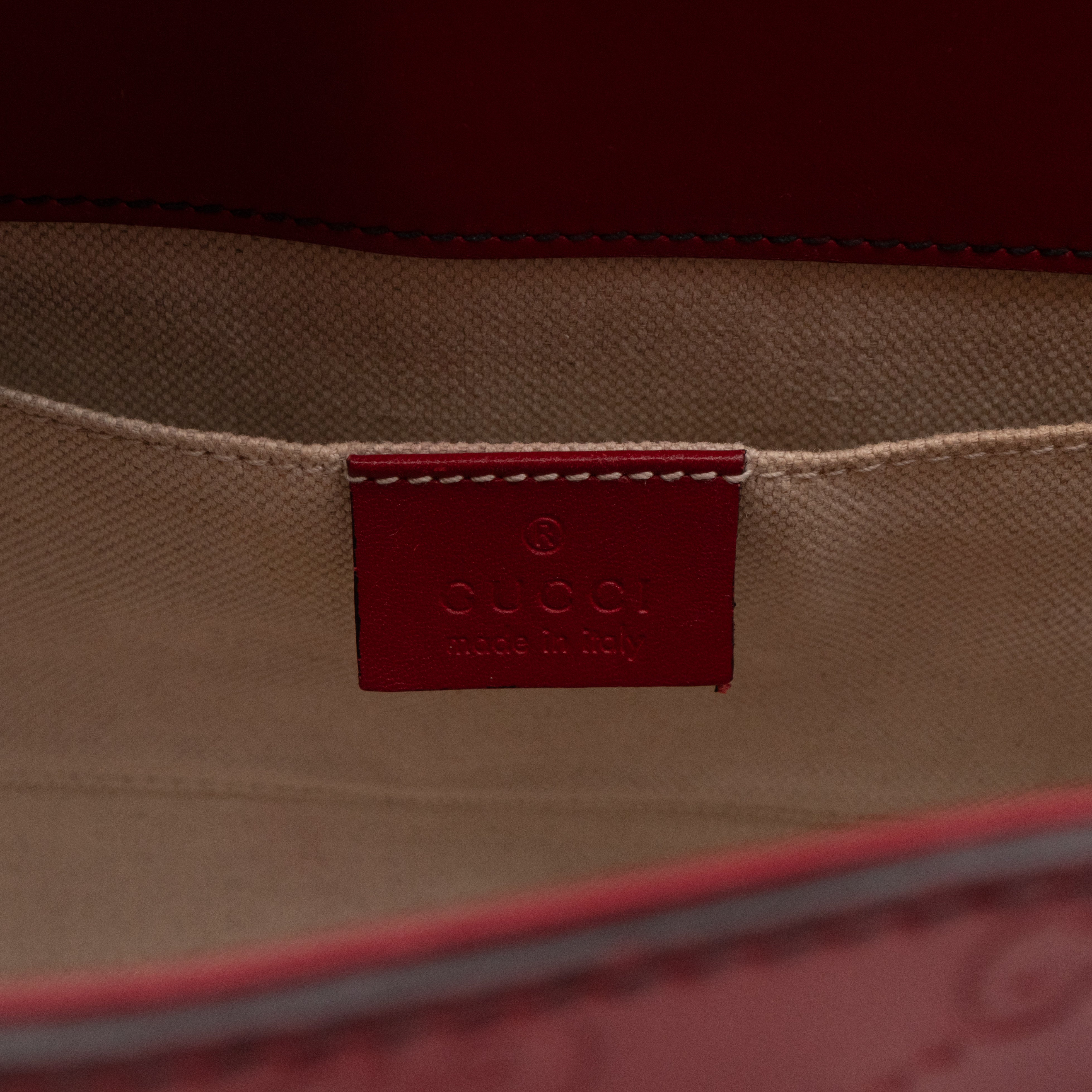 Emily Small Chain Shoulder Bag Red Guccissima Leather