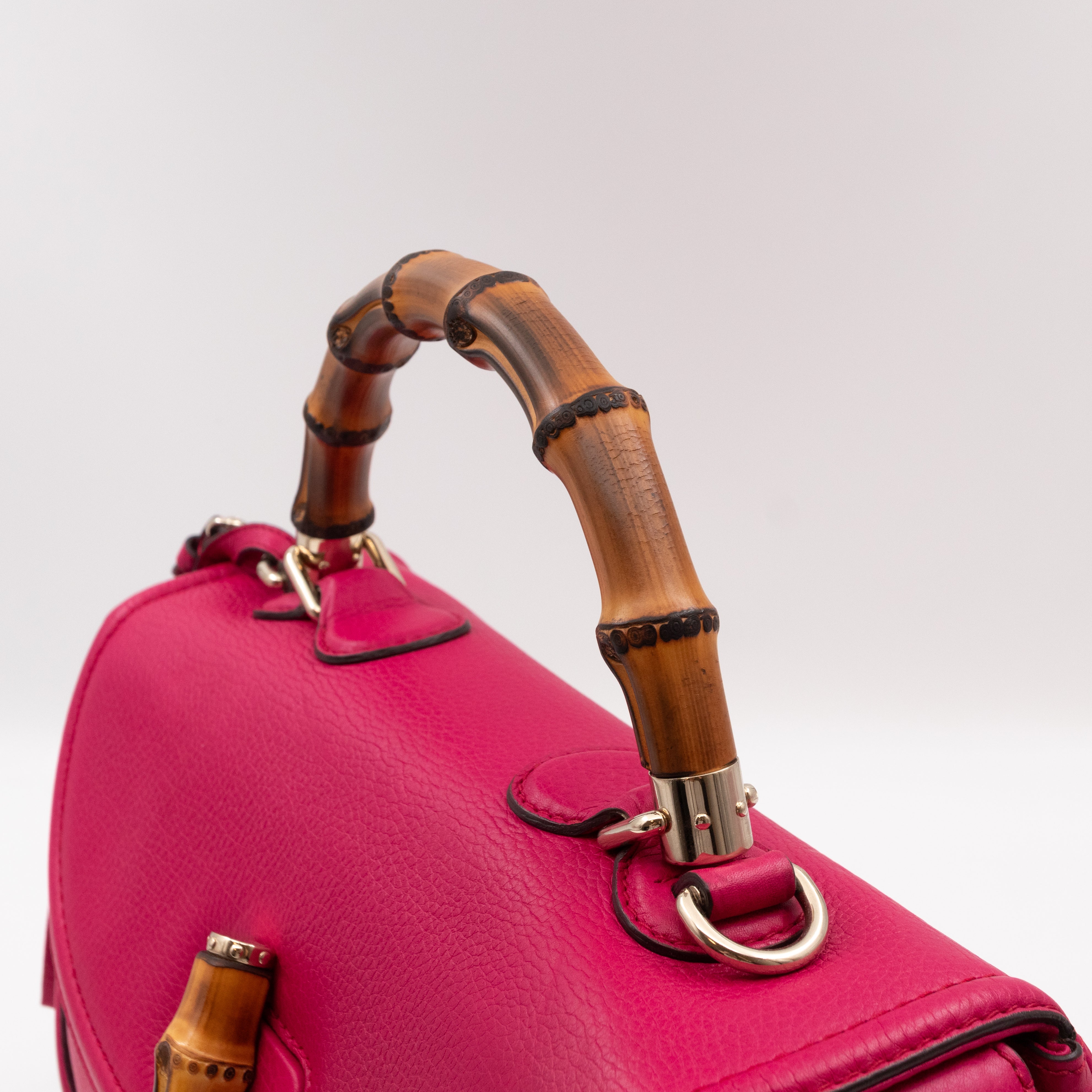New Bamboo Large Top Handle Bag Pink Leather