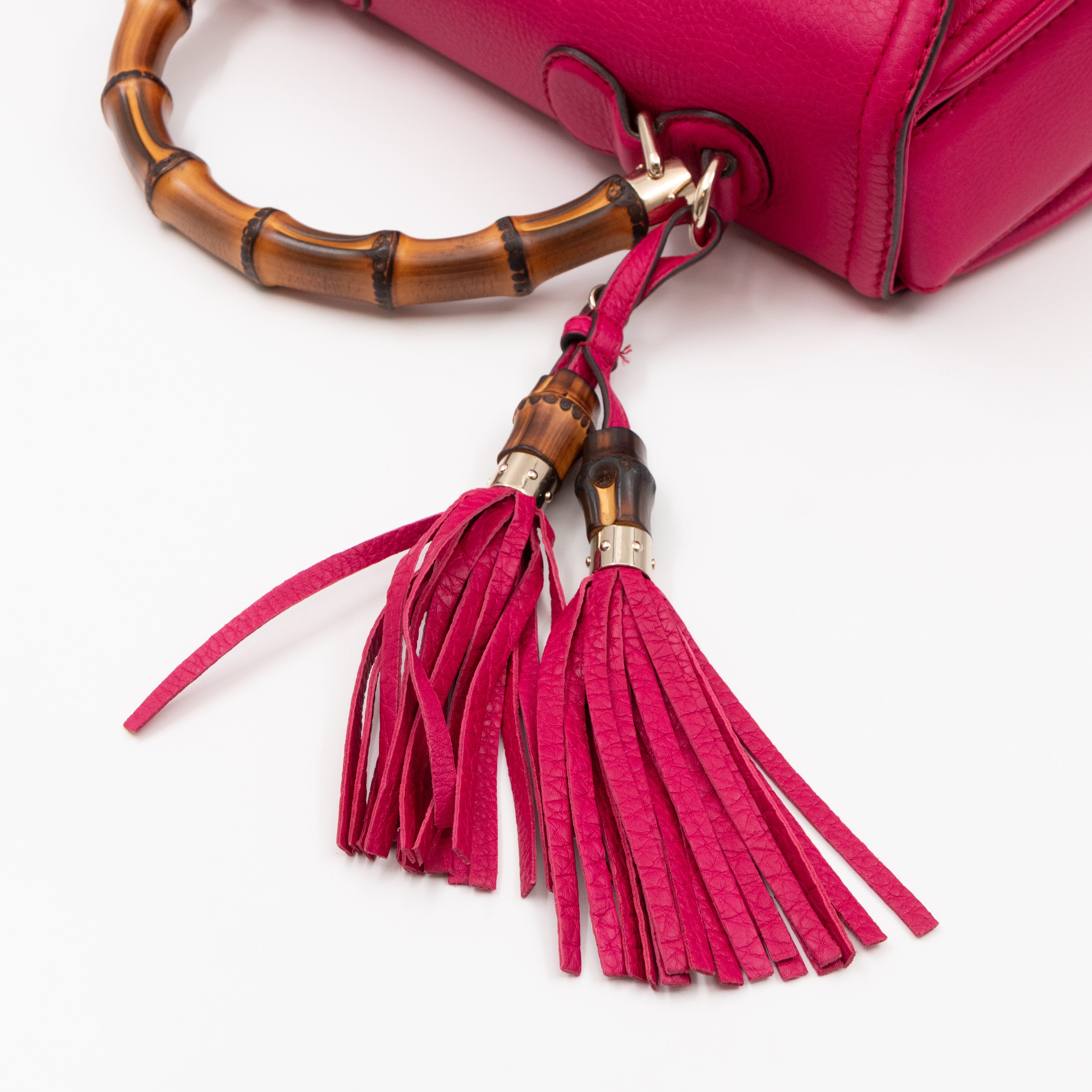 New Bamboo Large Top Handle Bag Pink Leather