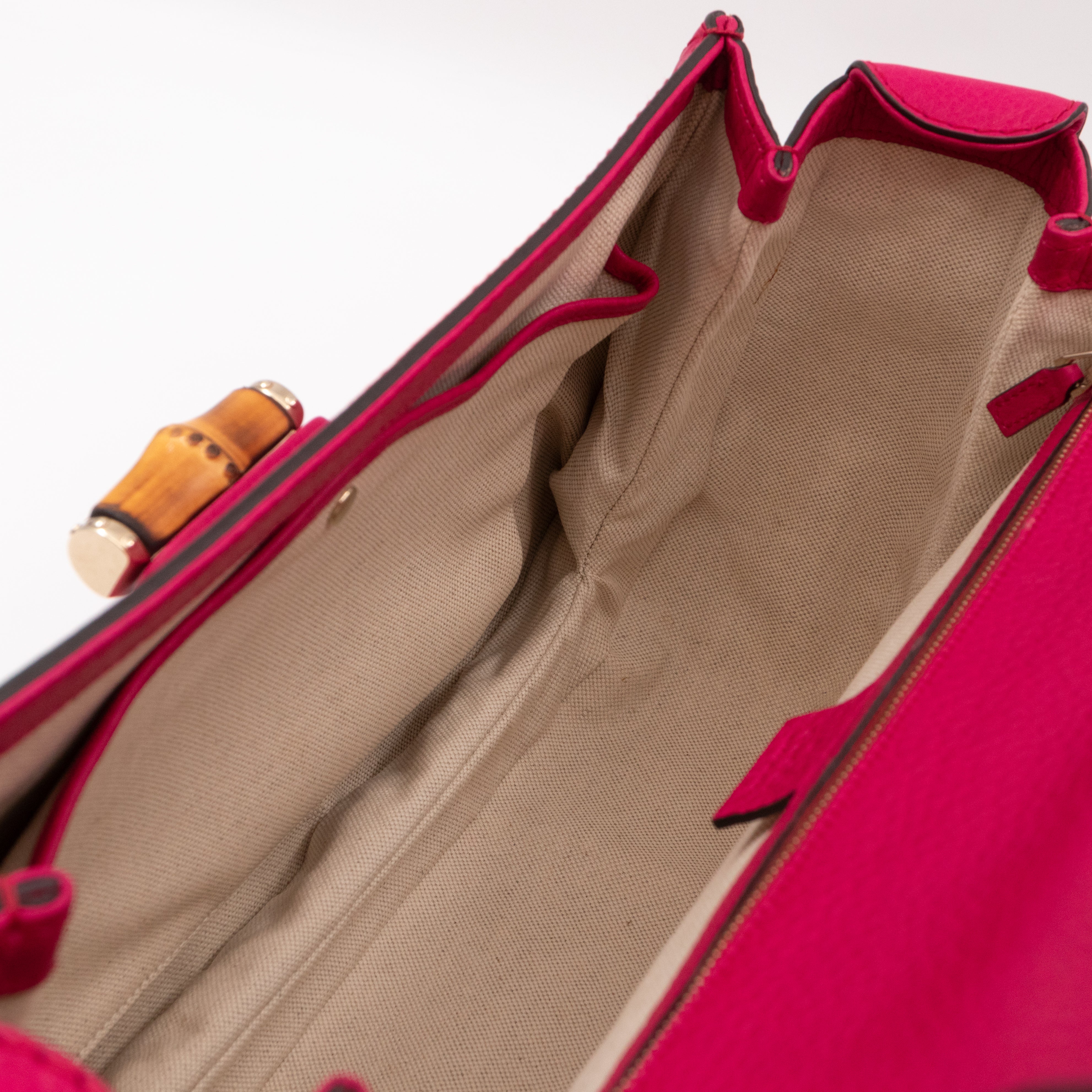 New Bamboo Large Top Handle Bag Pink Leather