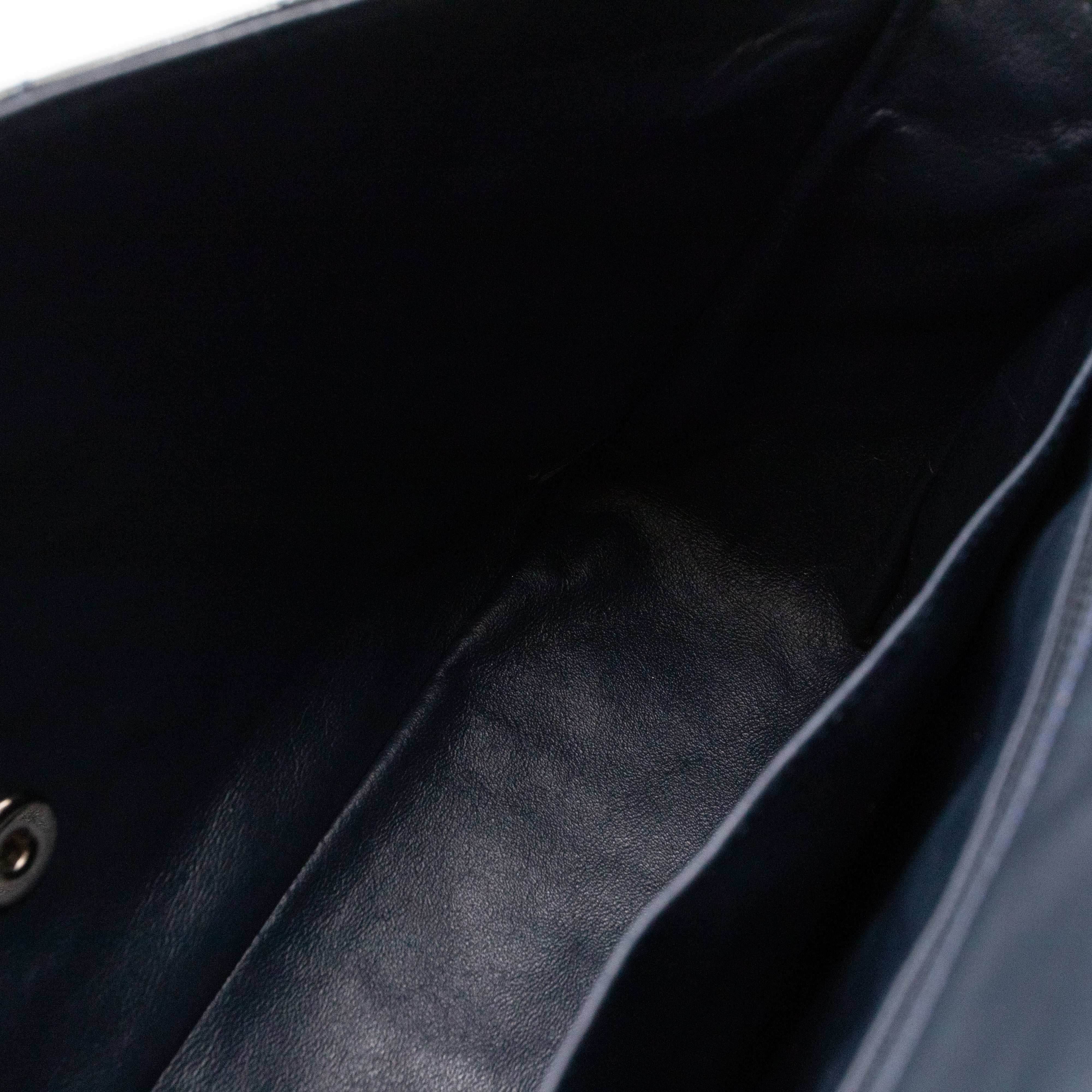 Classic Single Flap Jumbo Navy Blue Patent Leather