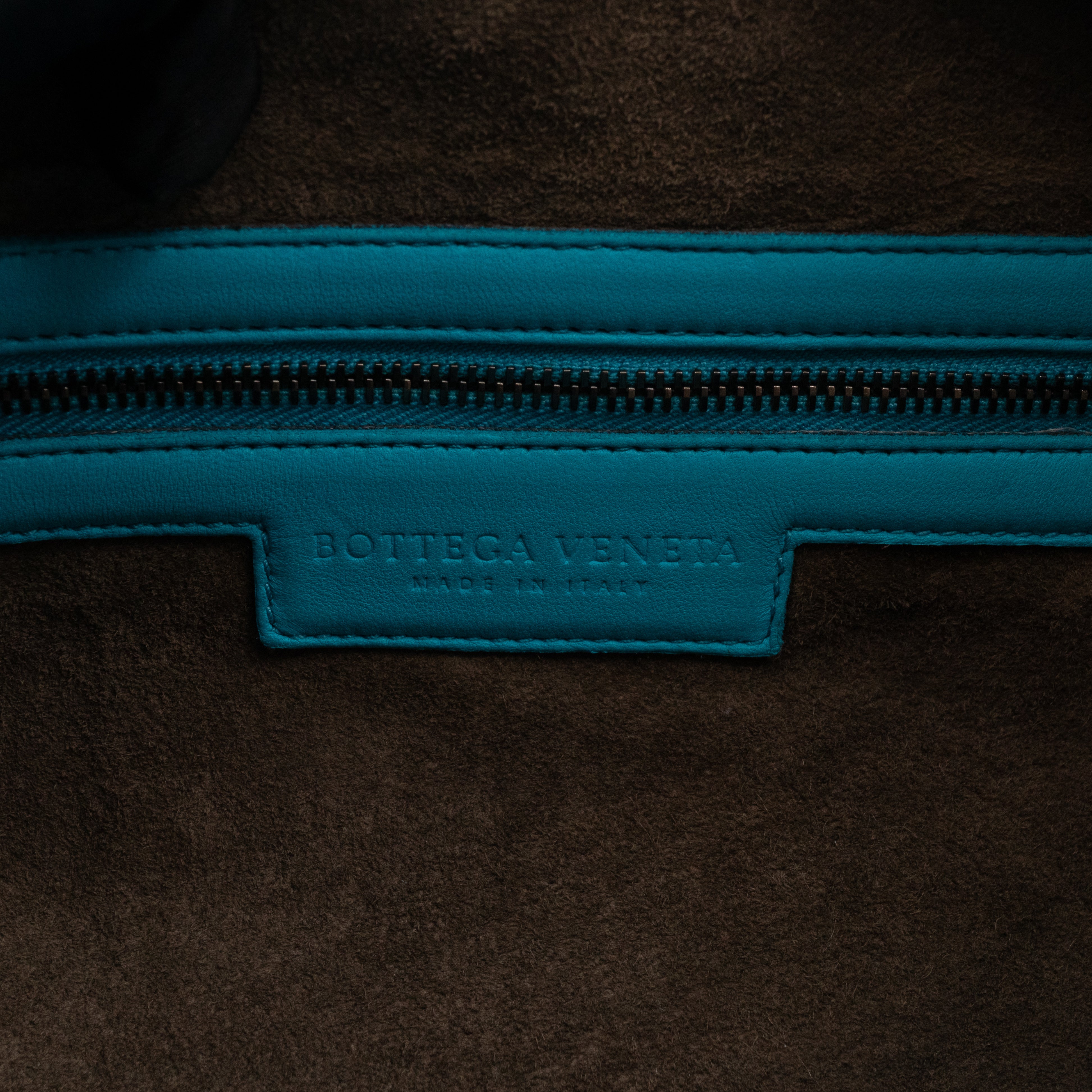 Belly Large Hobo Bag Intrecciato Sky Blue Leather