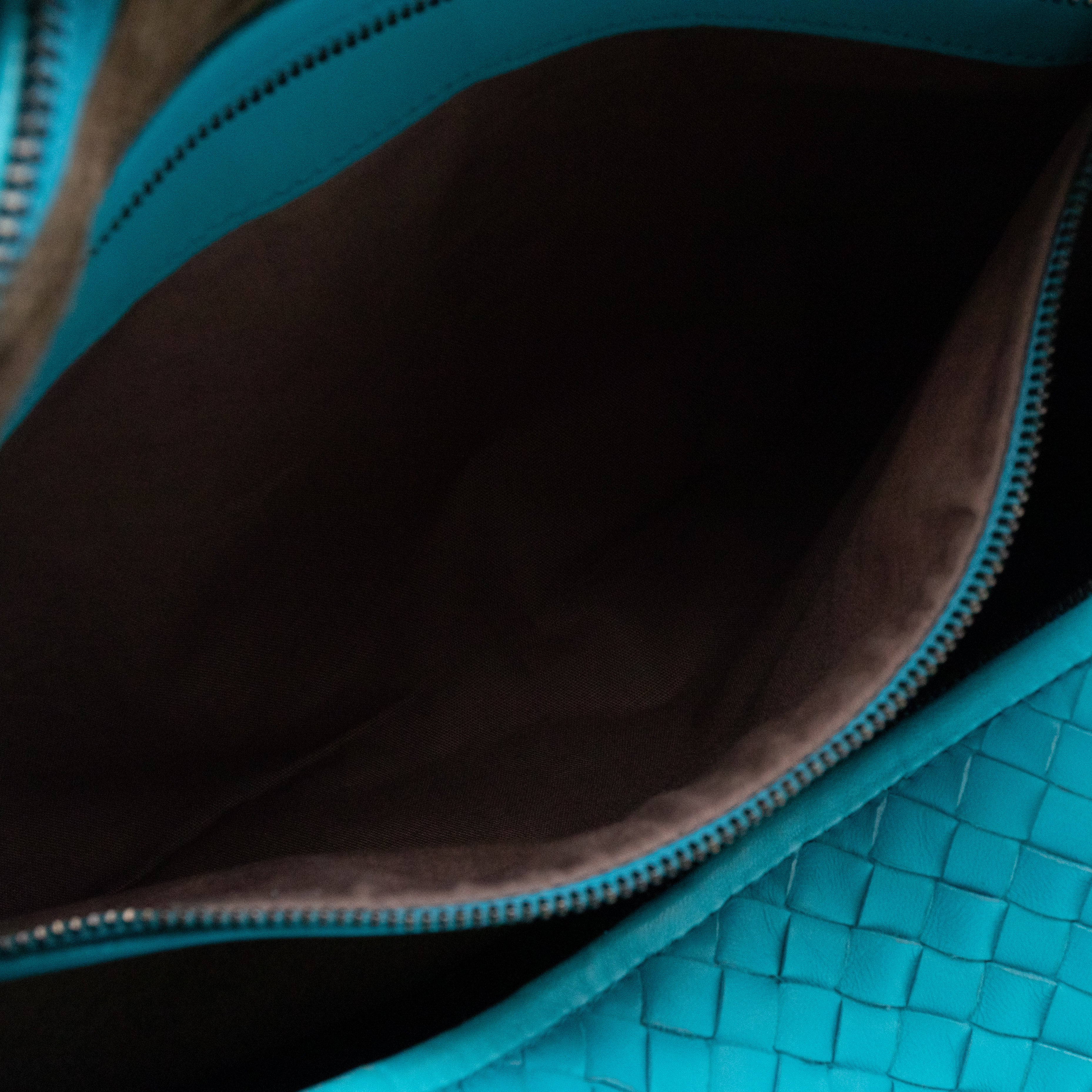 Belly Large Hobo Bag Intrecciato Sky Blue Leather