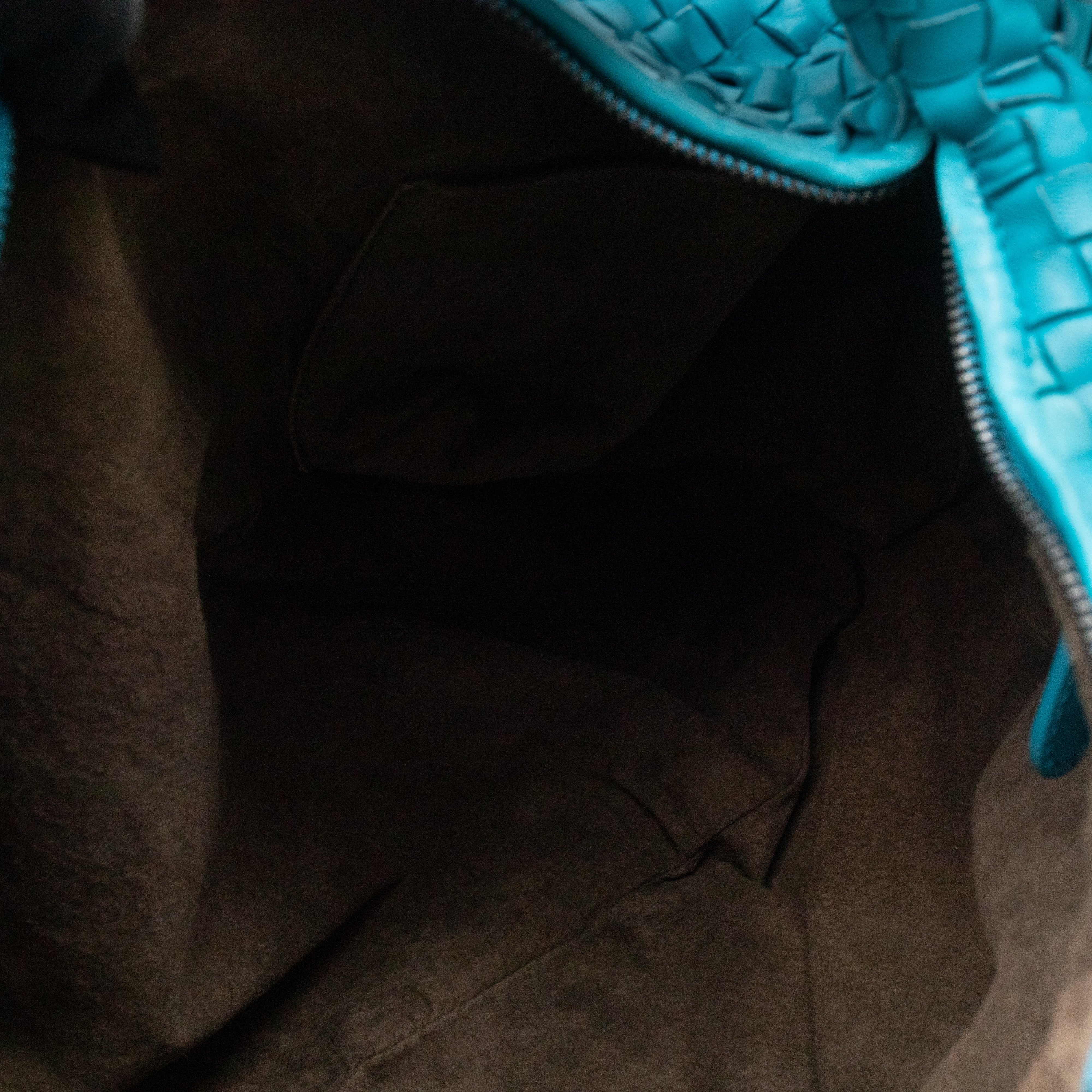 Belly Large Hobo Bag Intrecciato Sky Blue Leather