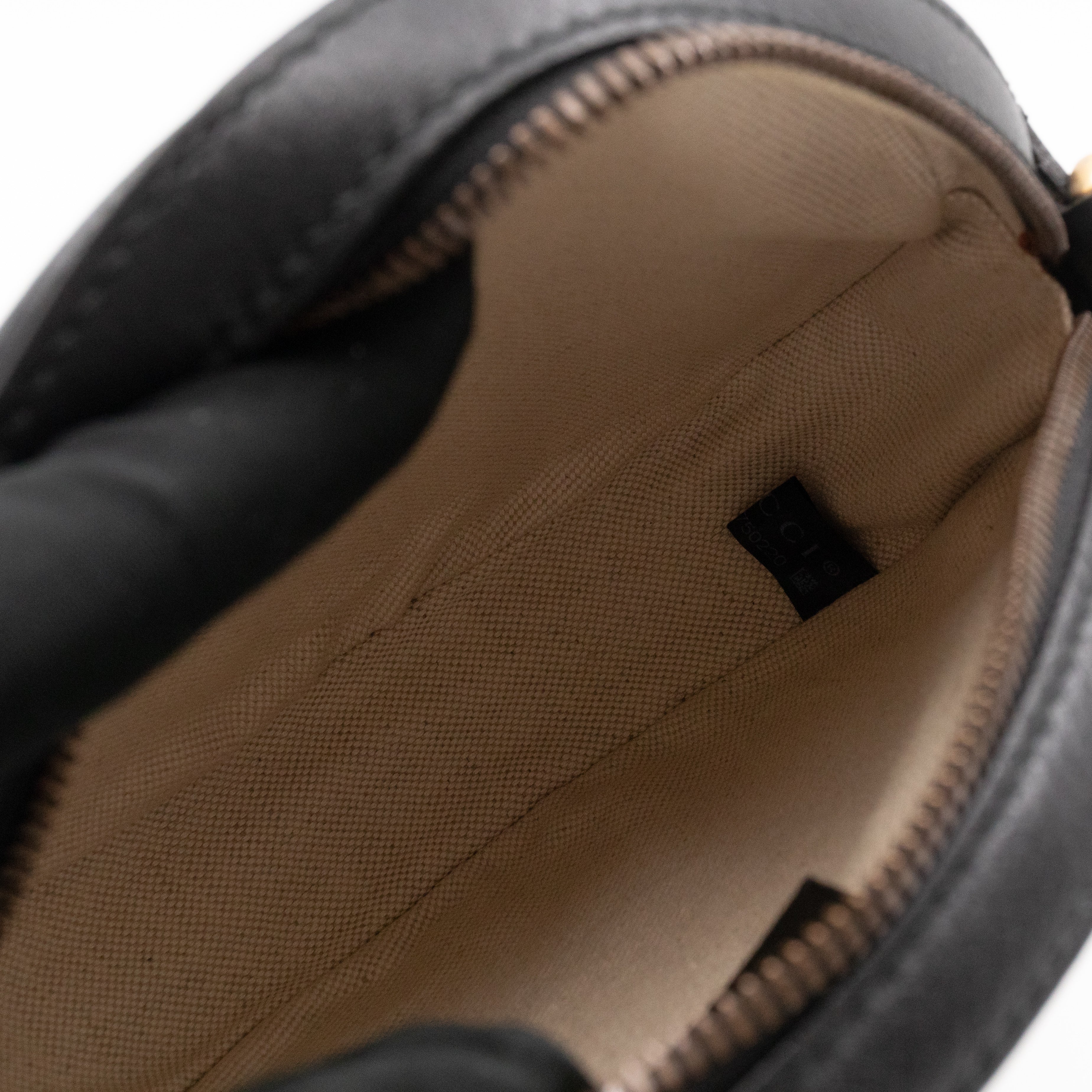 Round Crossbody Bag GG Red Velvet Black Calfskin Leather