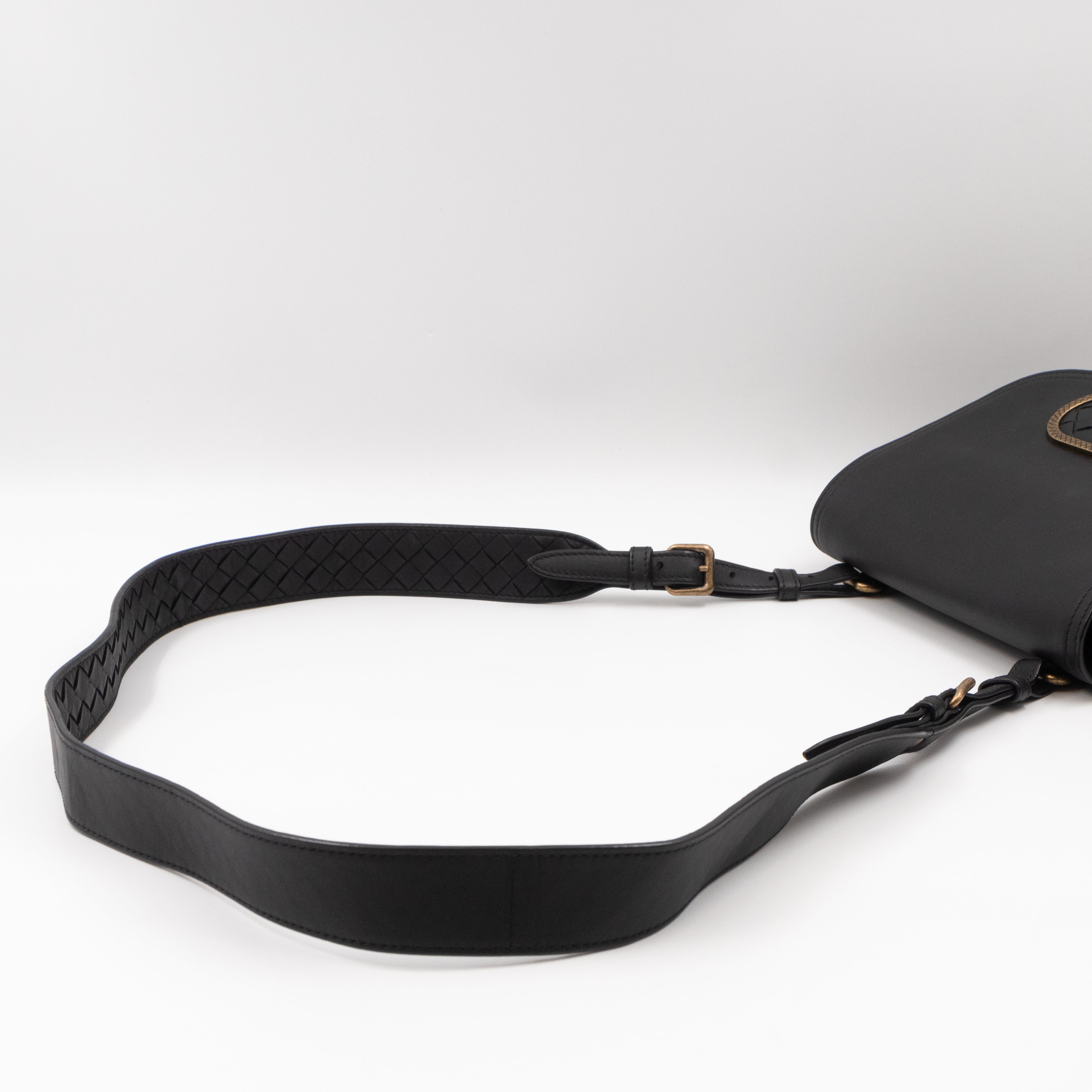 Luna Crossbody Bag Intrecciato Black Leather
