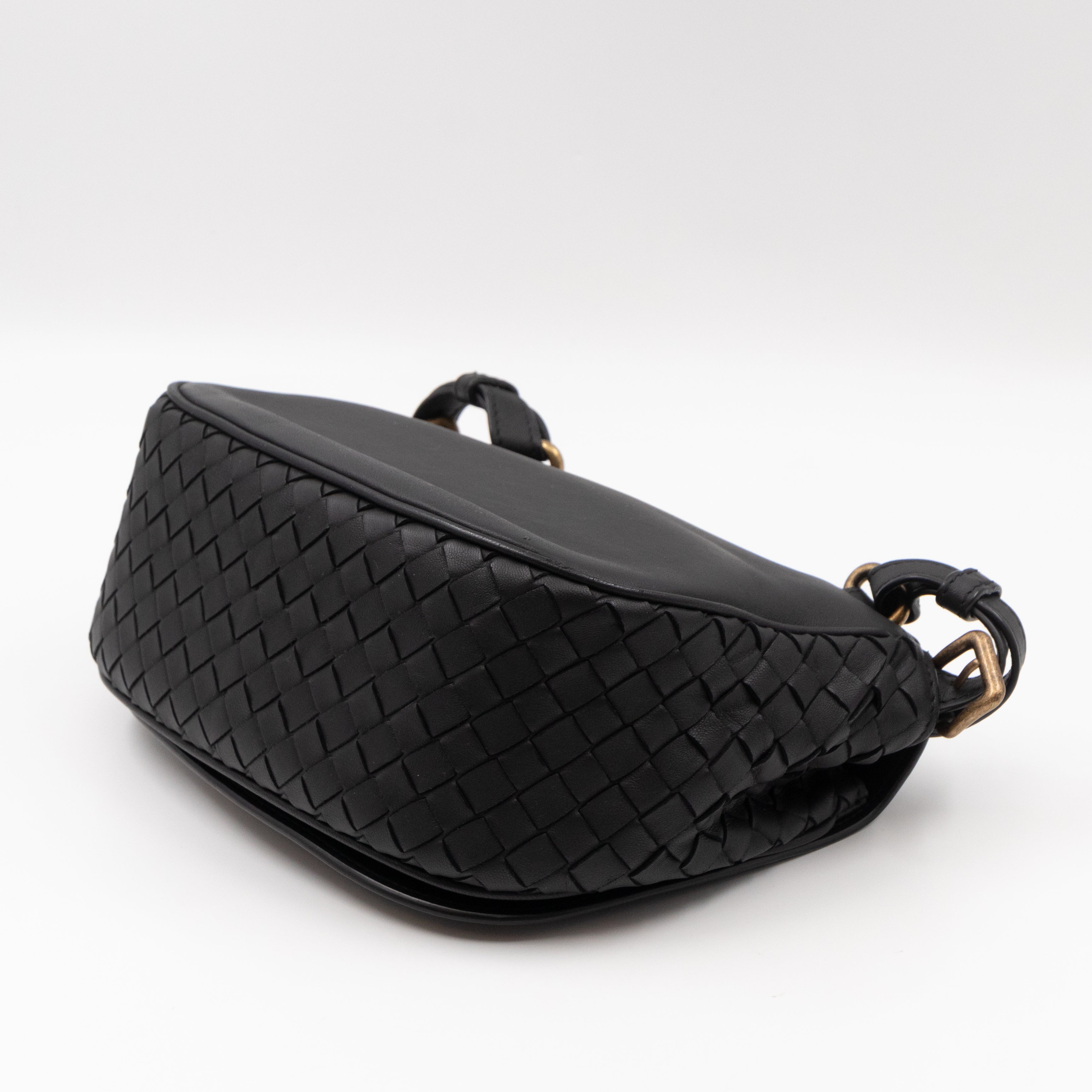Luna Crossbody Bag Intrecciato Black Leather