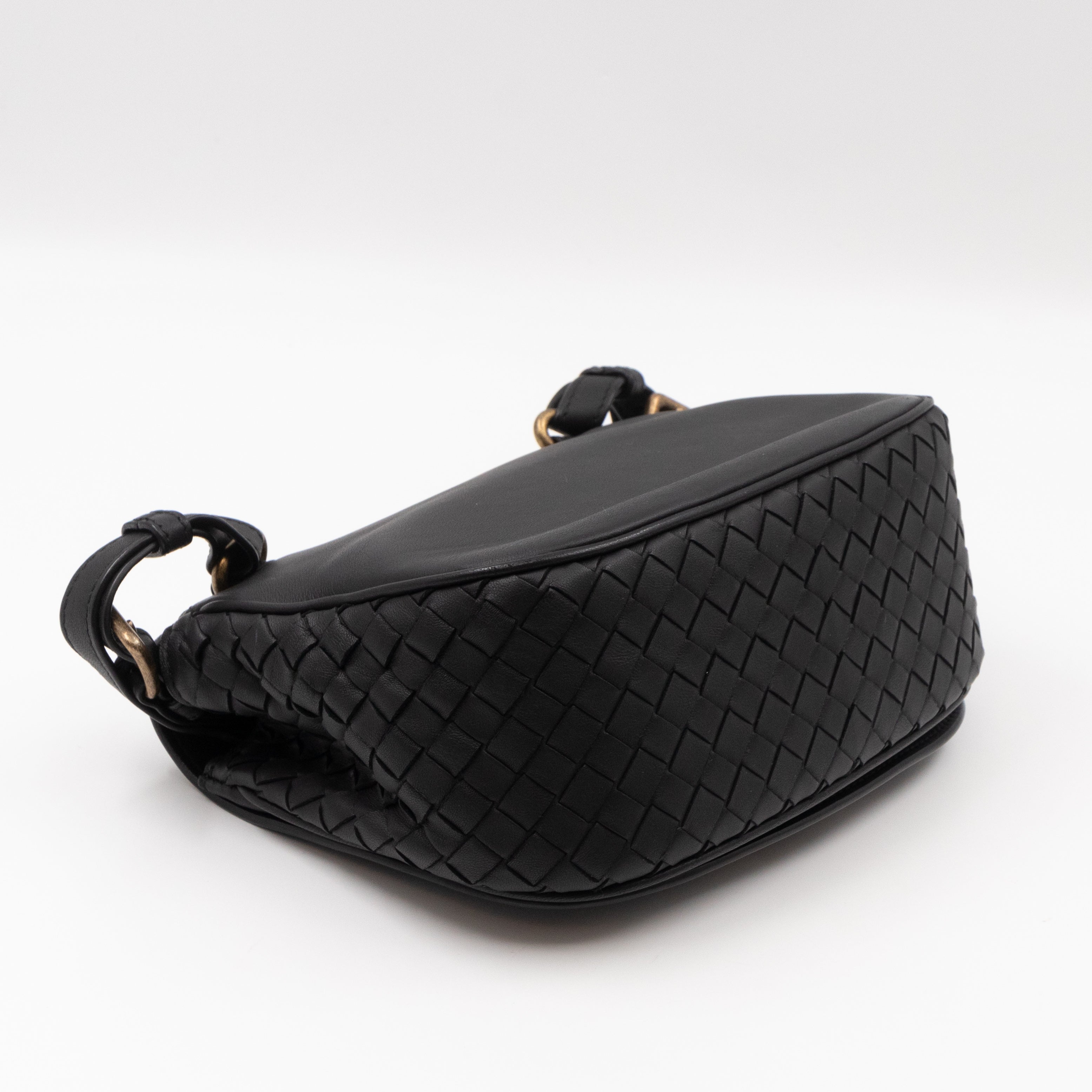 Luna Crossbody Bag Intrecciato Black Leather