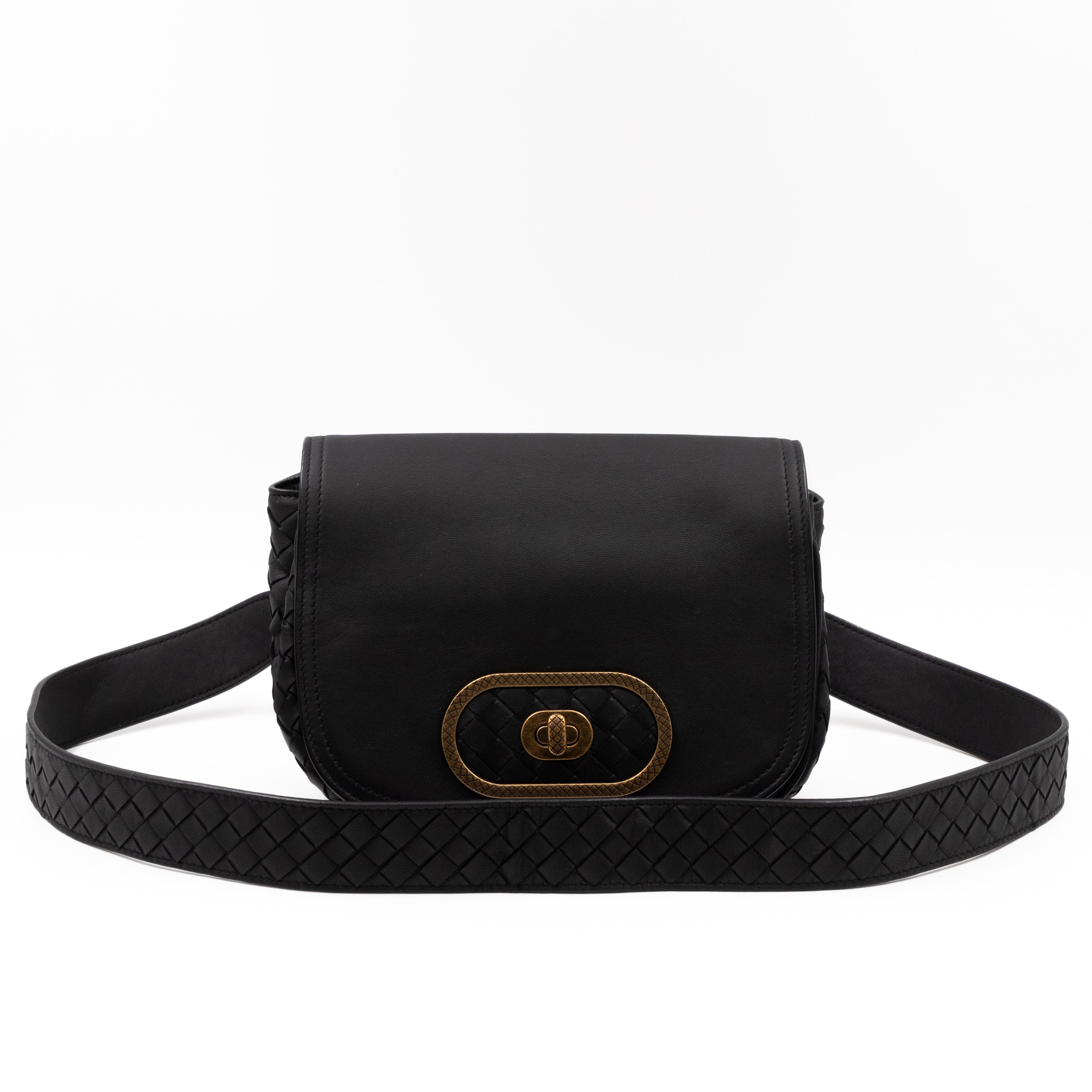 Luna Crossbody Bag Intrecciato Black Leather