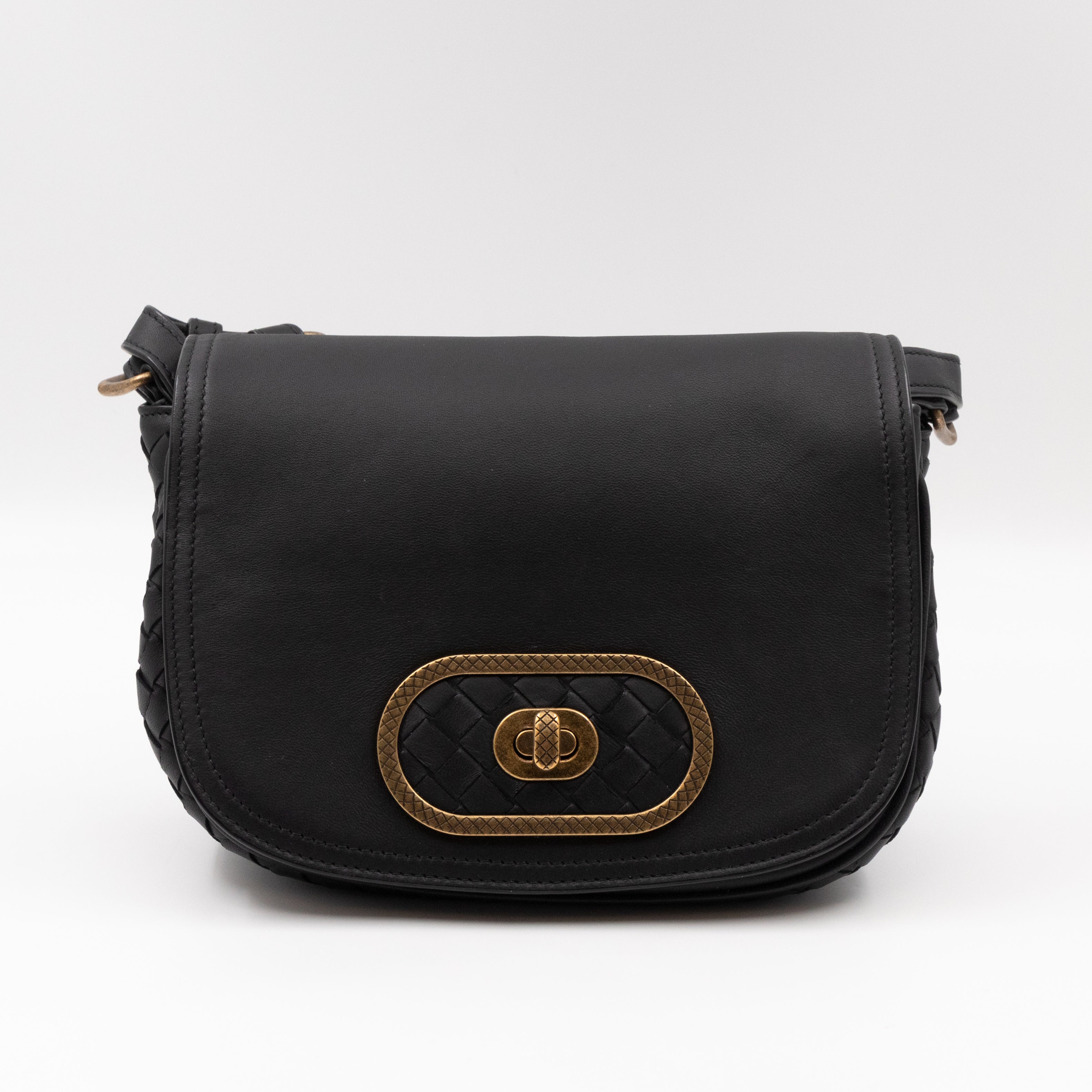 Luna Crossbody Bag Intrecciato Black Leather