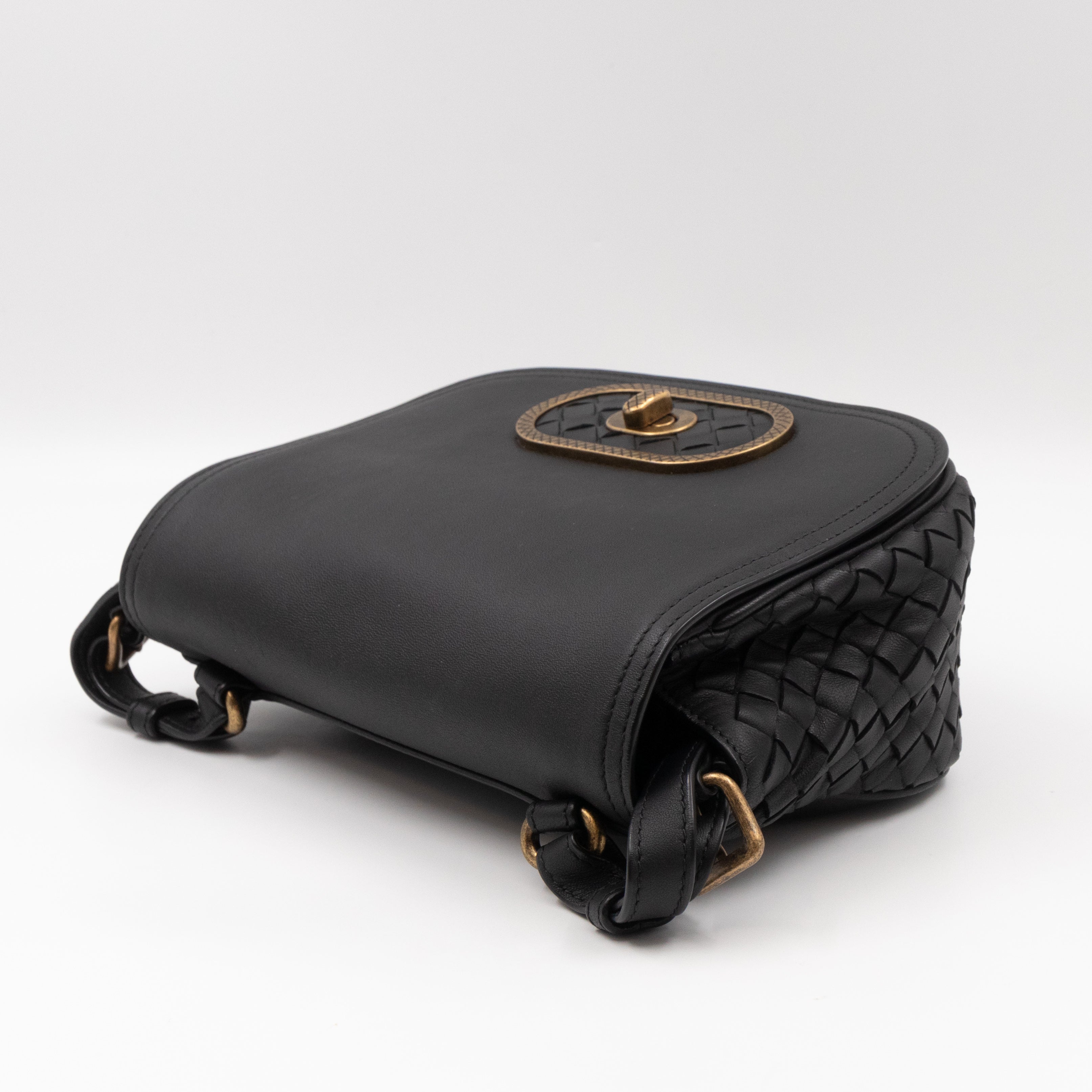 Luna Crossbody Bag Intrecciato Black Leather
