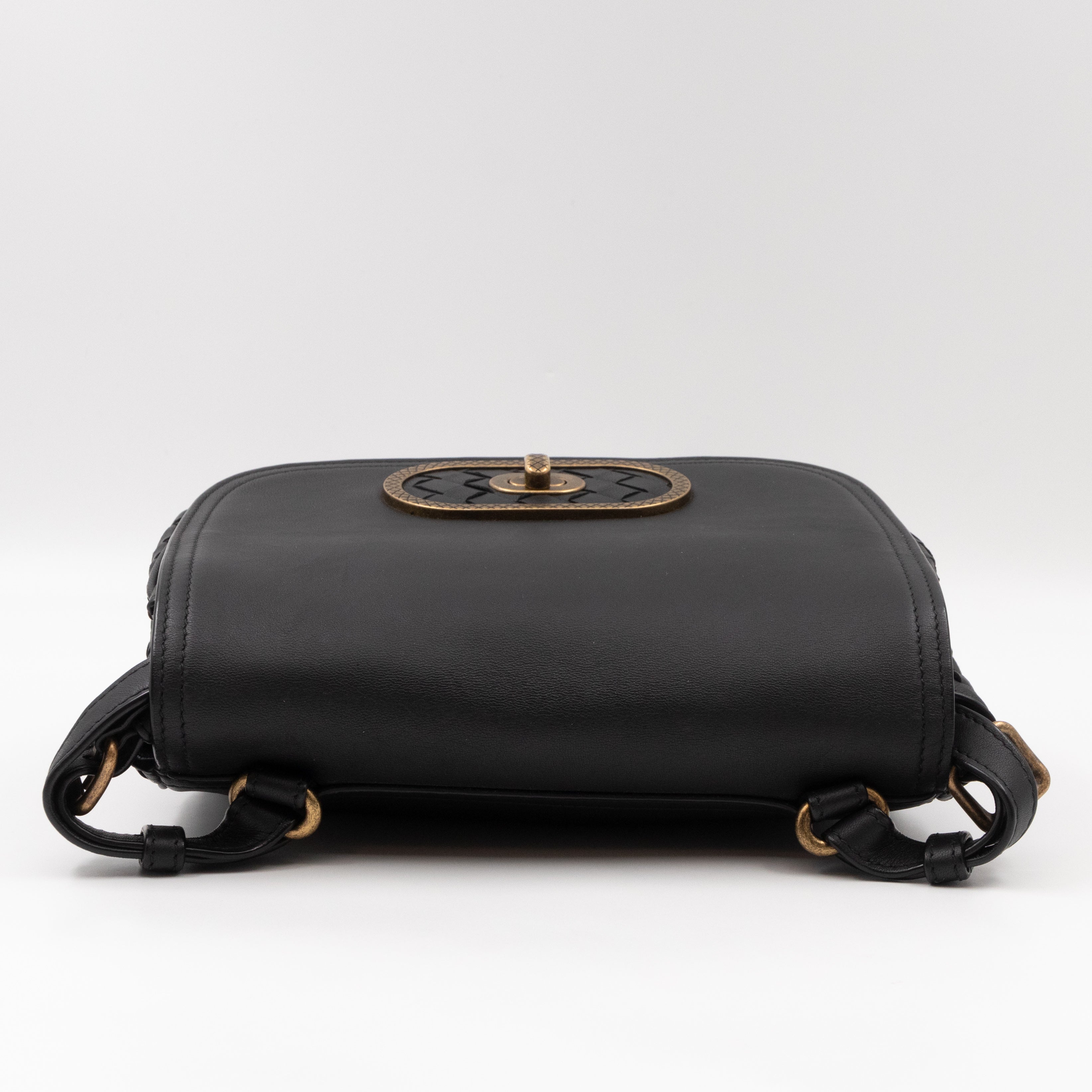 Luna Crossbody Bag Intrecciato Black Leather