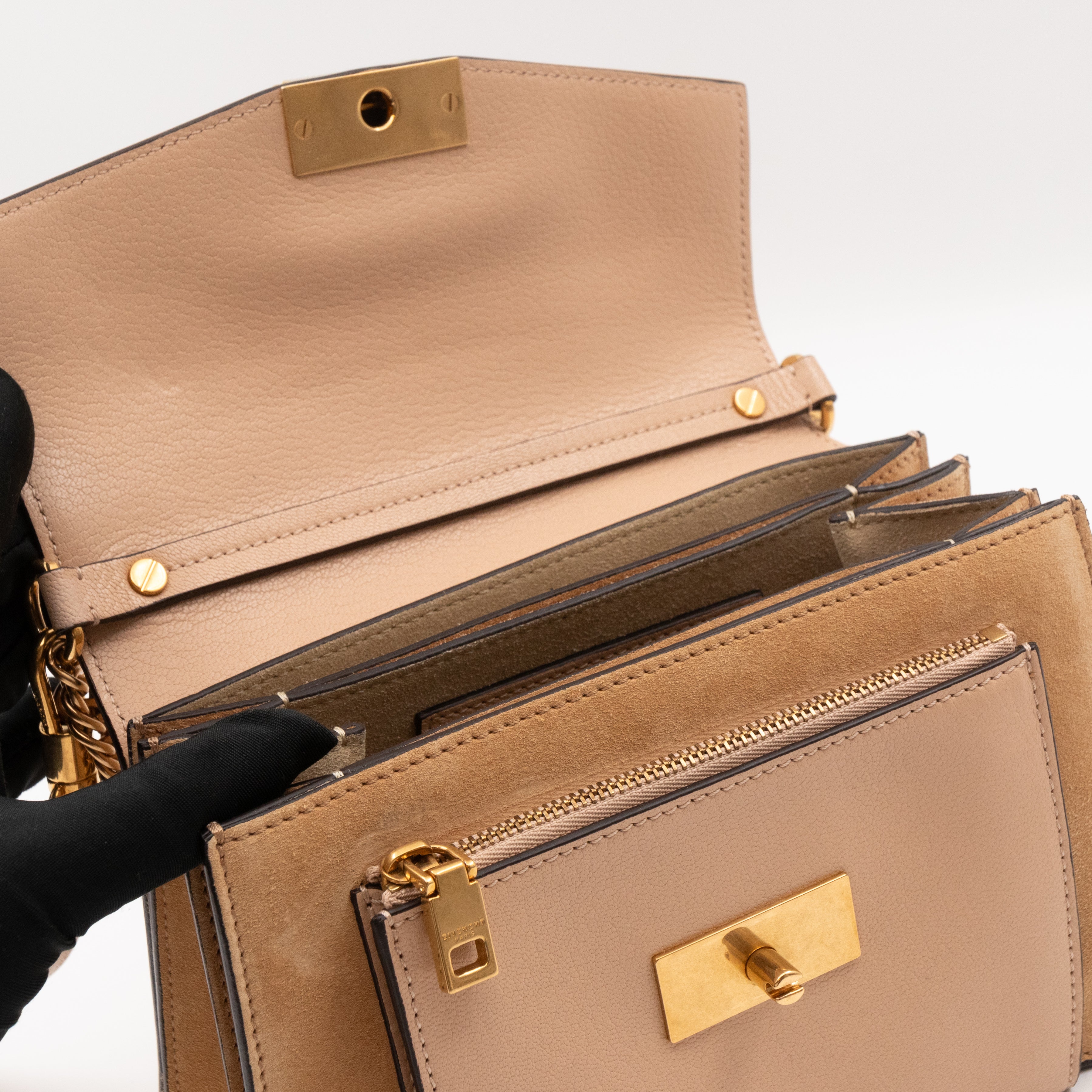 GV3 Small Crossbody Bag Beige Leather