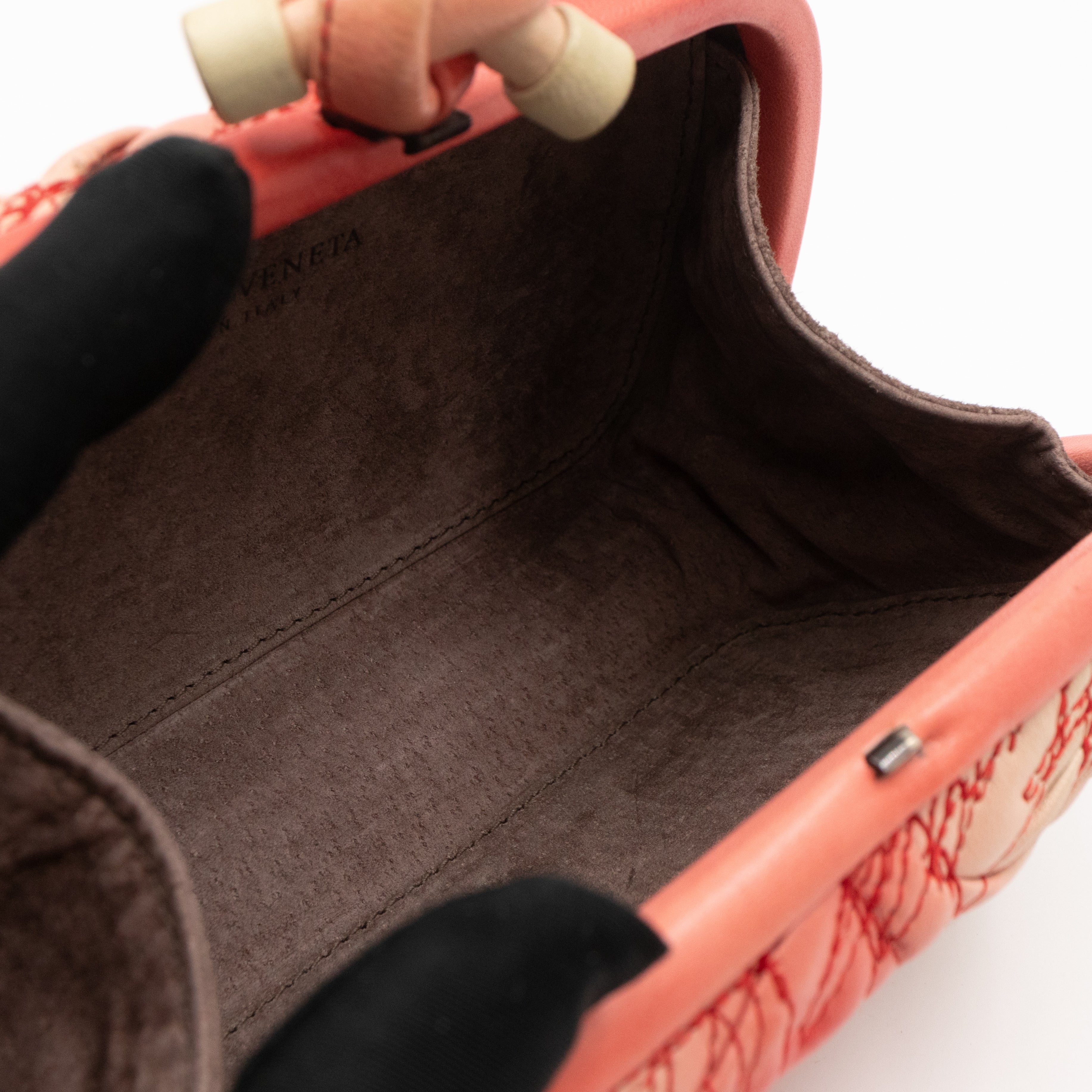 Knot Clutch Pink Embroidered Leather