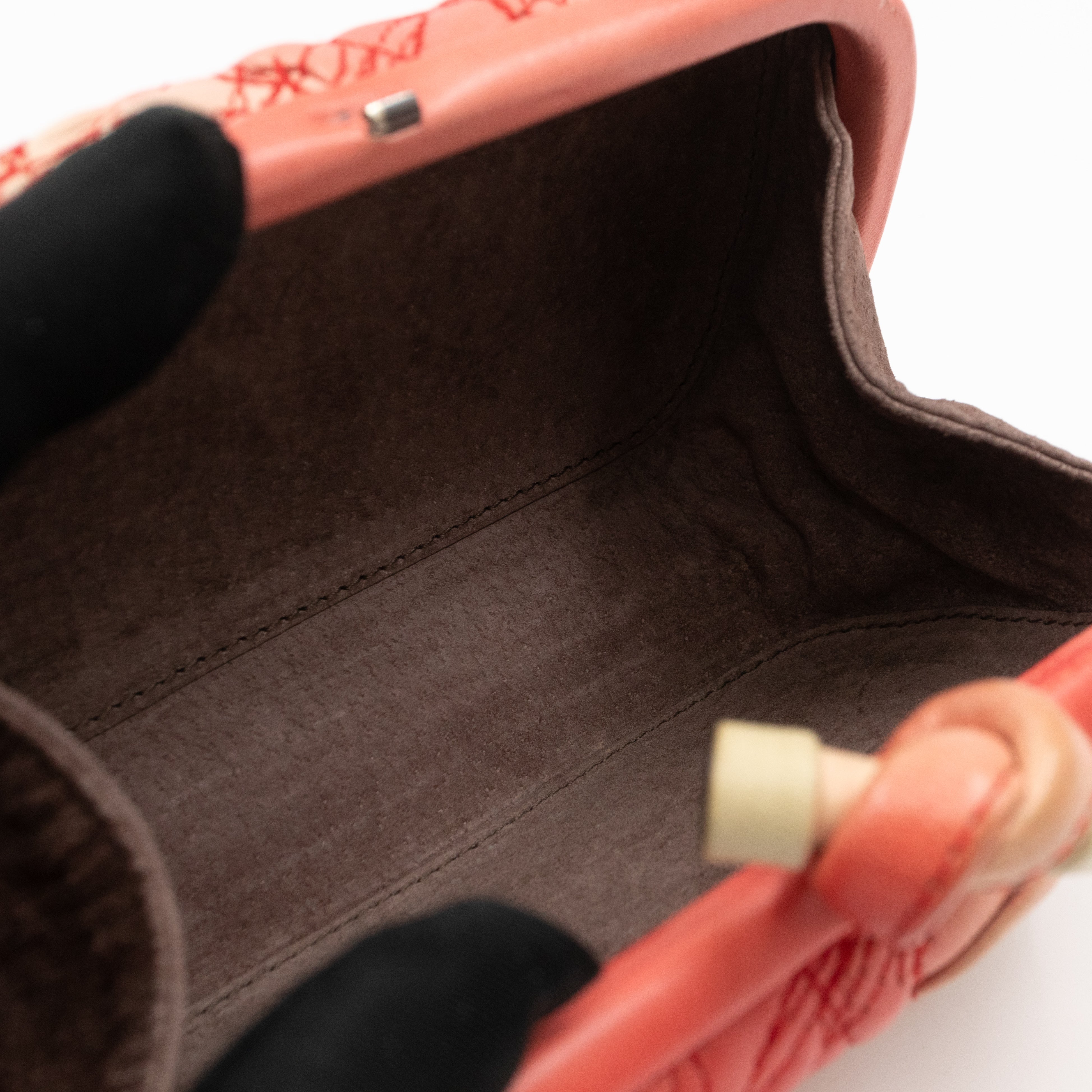 Knot Clutch Pink Embroidered Leather