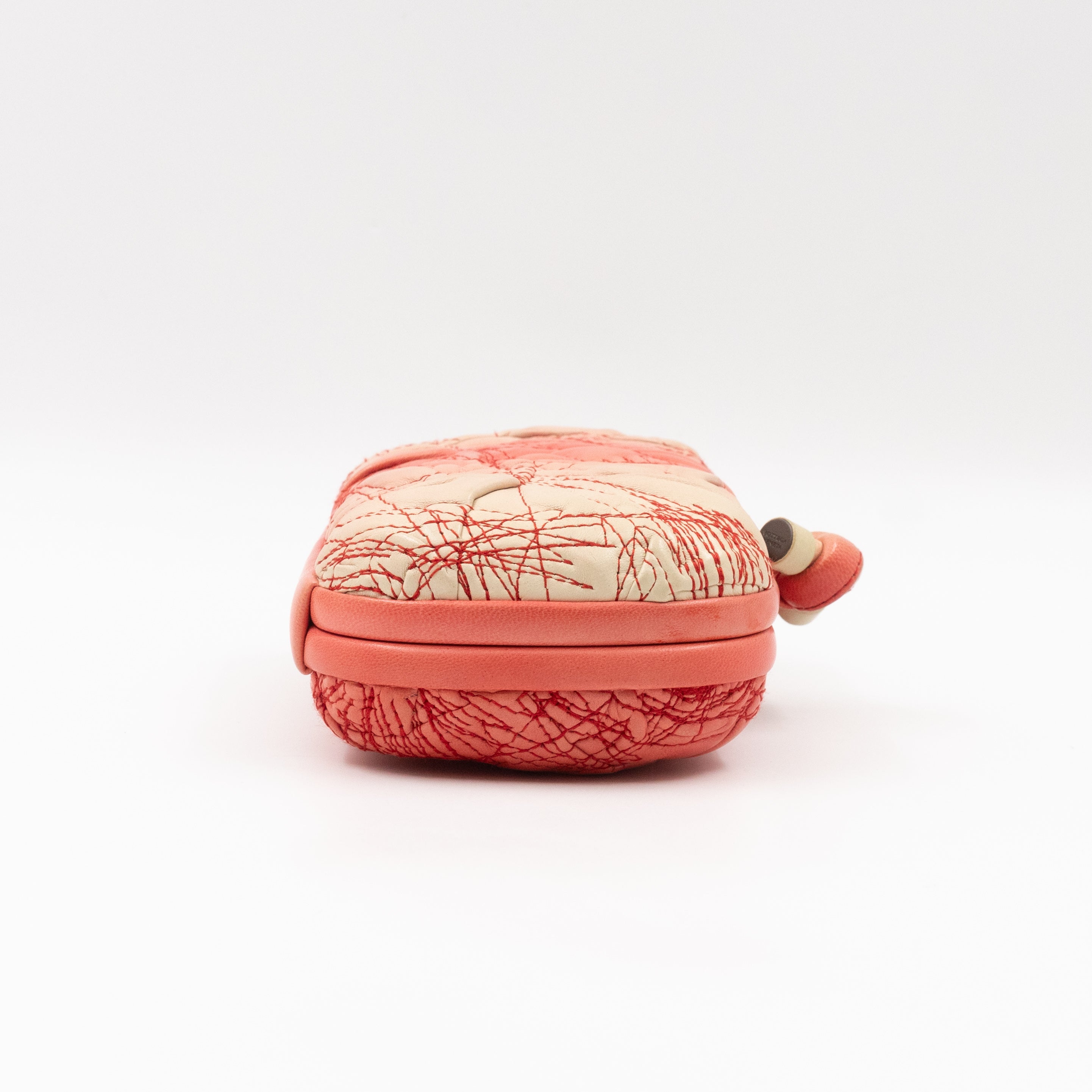 Knot Clutch Pink Embroidered Leather