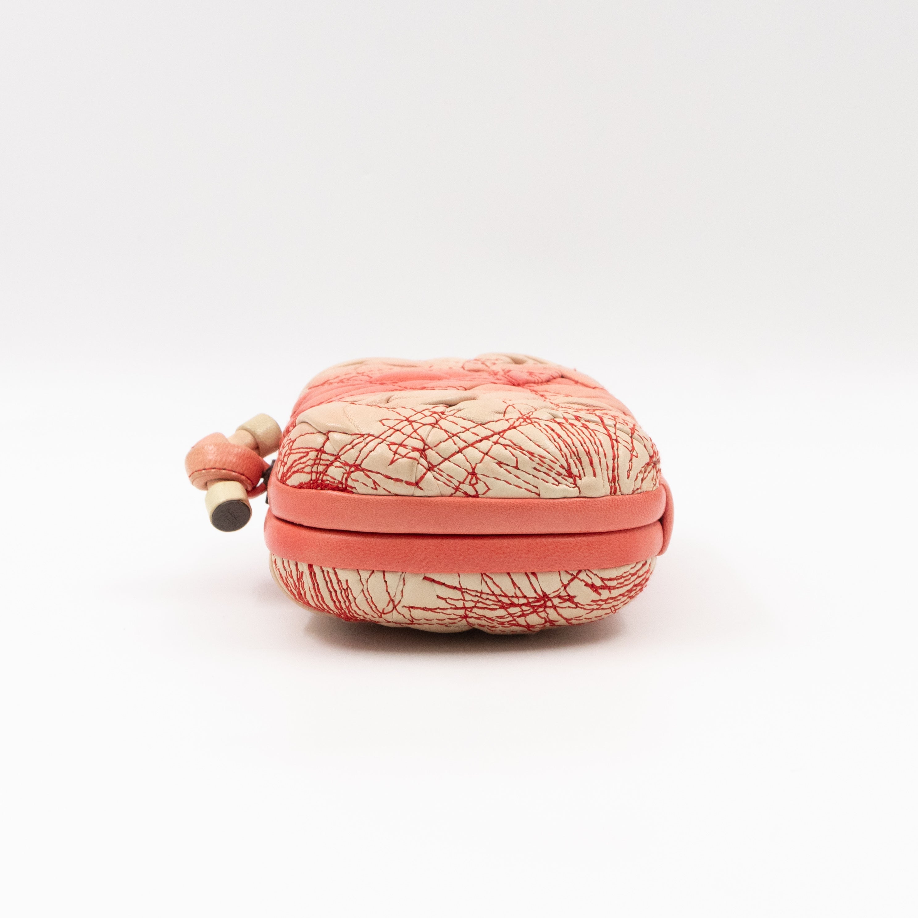 Knot Clutch Pink Embroidered Leather