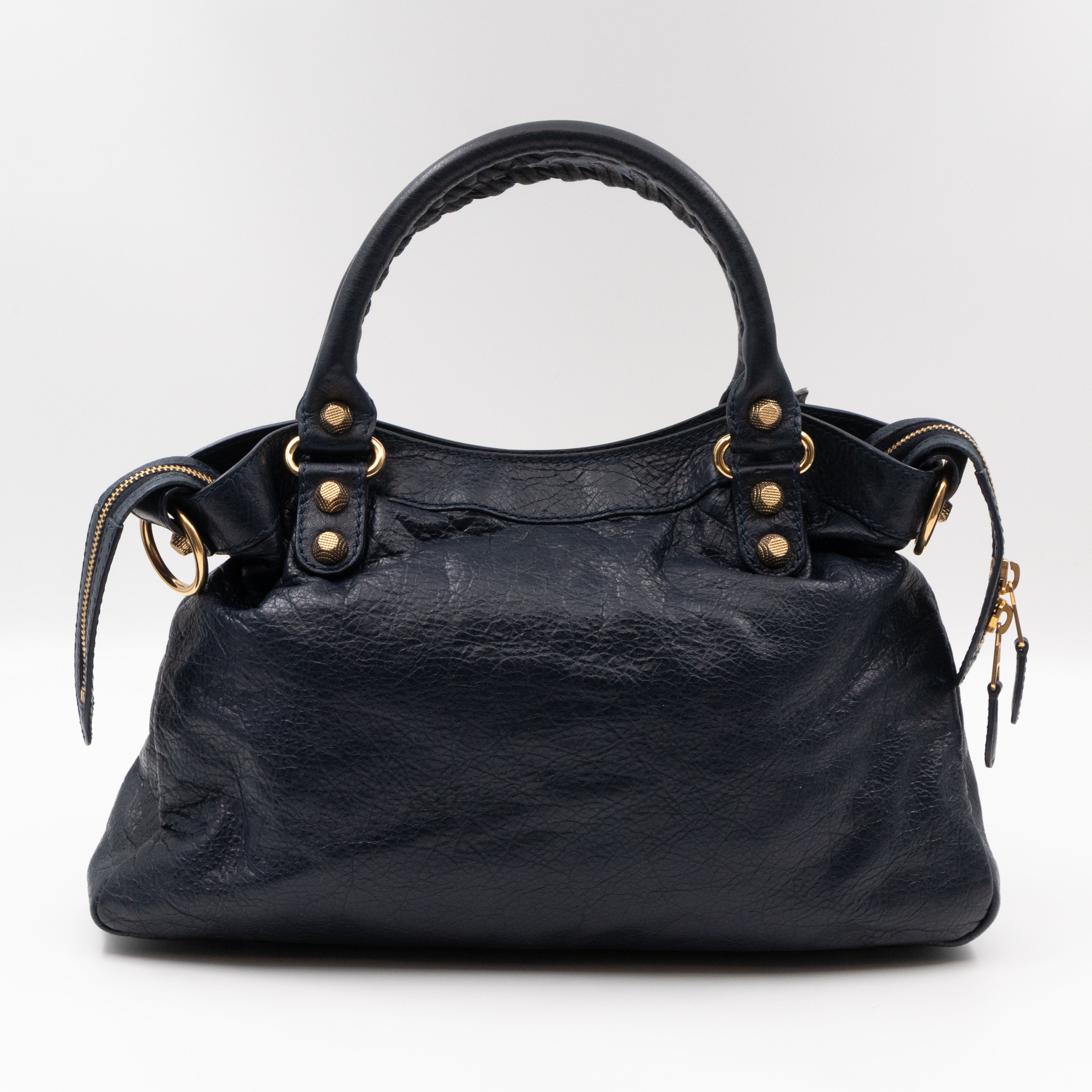 Giant Town Navy Blue Leather Gold