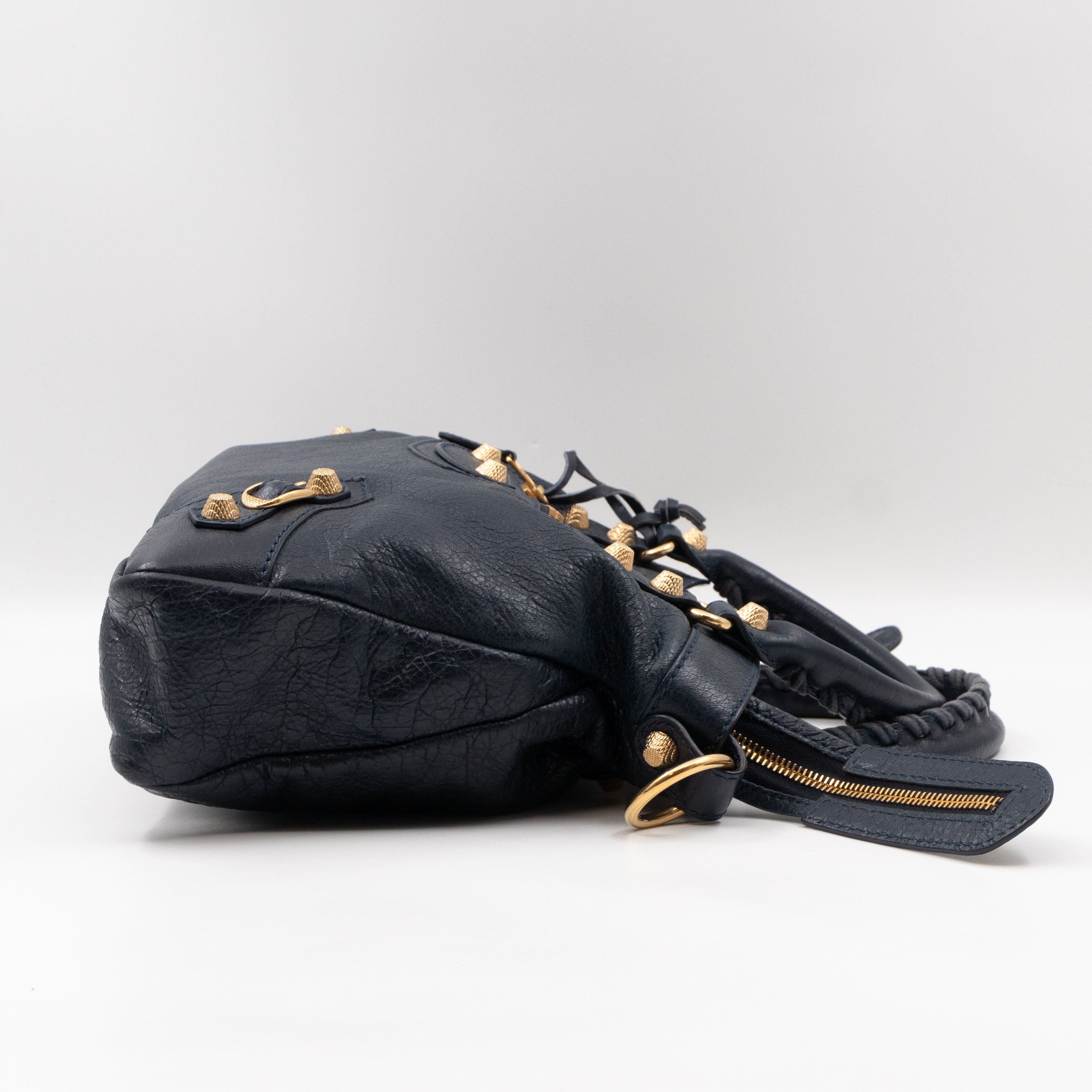 Giant Town Navy Blue Leather Gold
