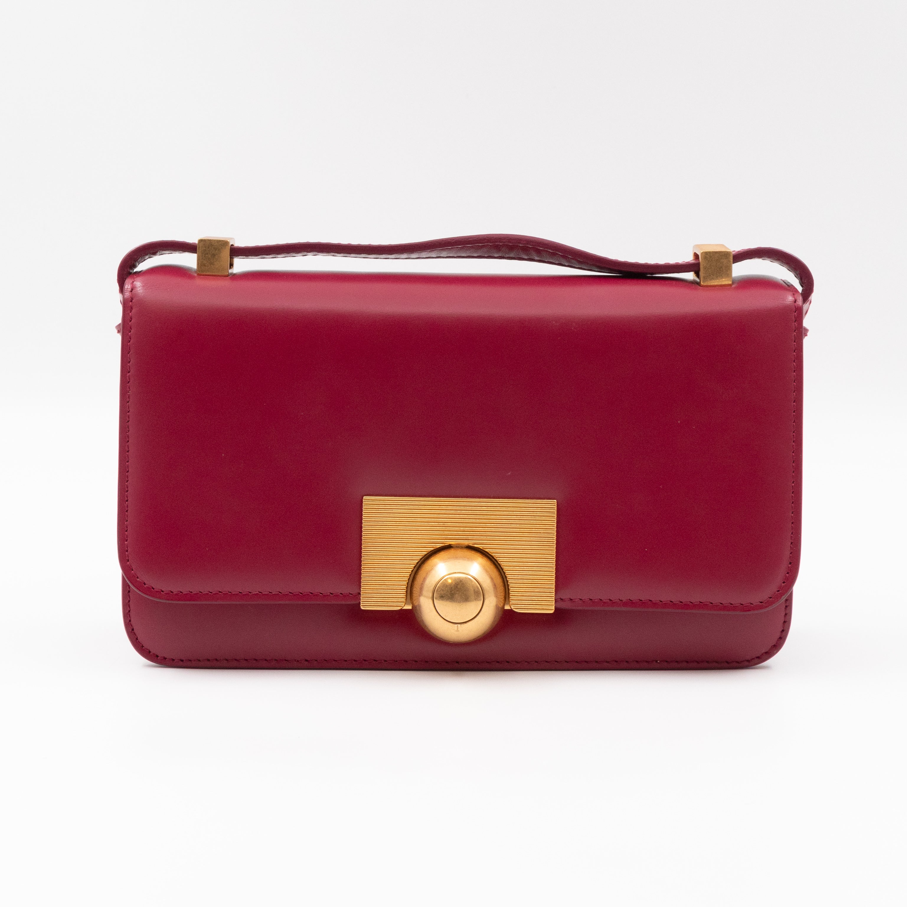 Classic Mini Crossbody Bag Spazzolato Calfskin Red Leather