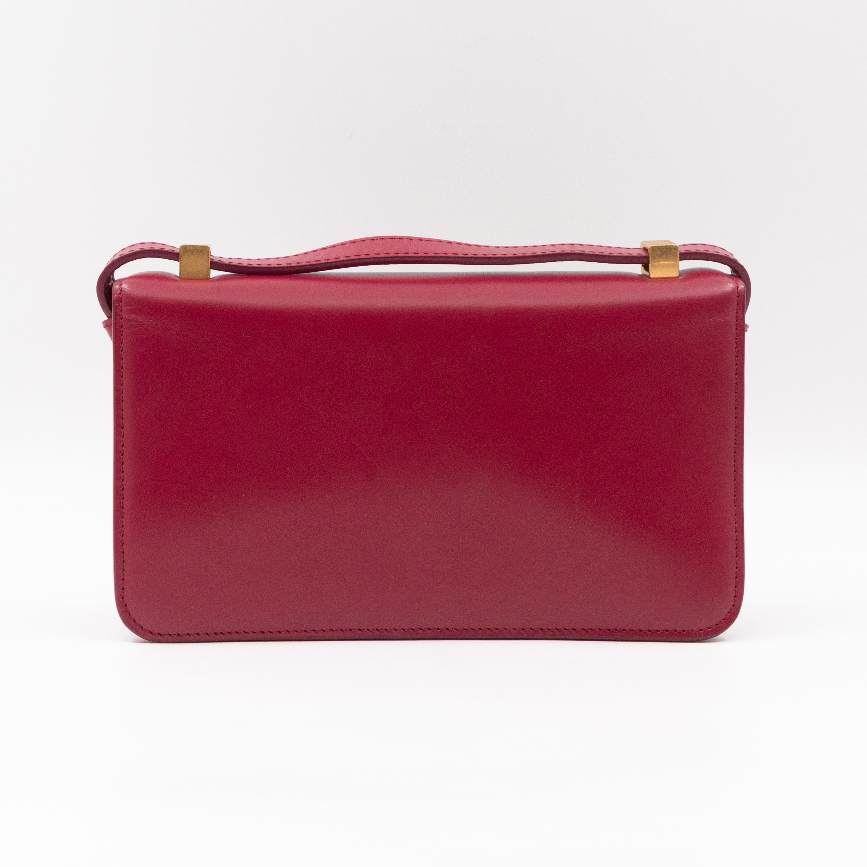 Classic Mini Crossbody Bag Spazzolato Calfskin Red Leather