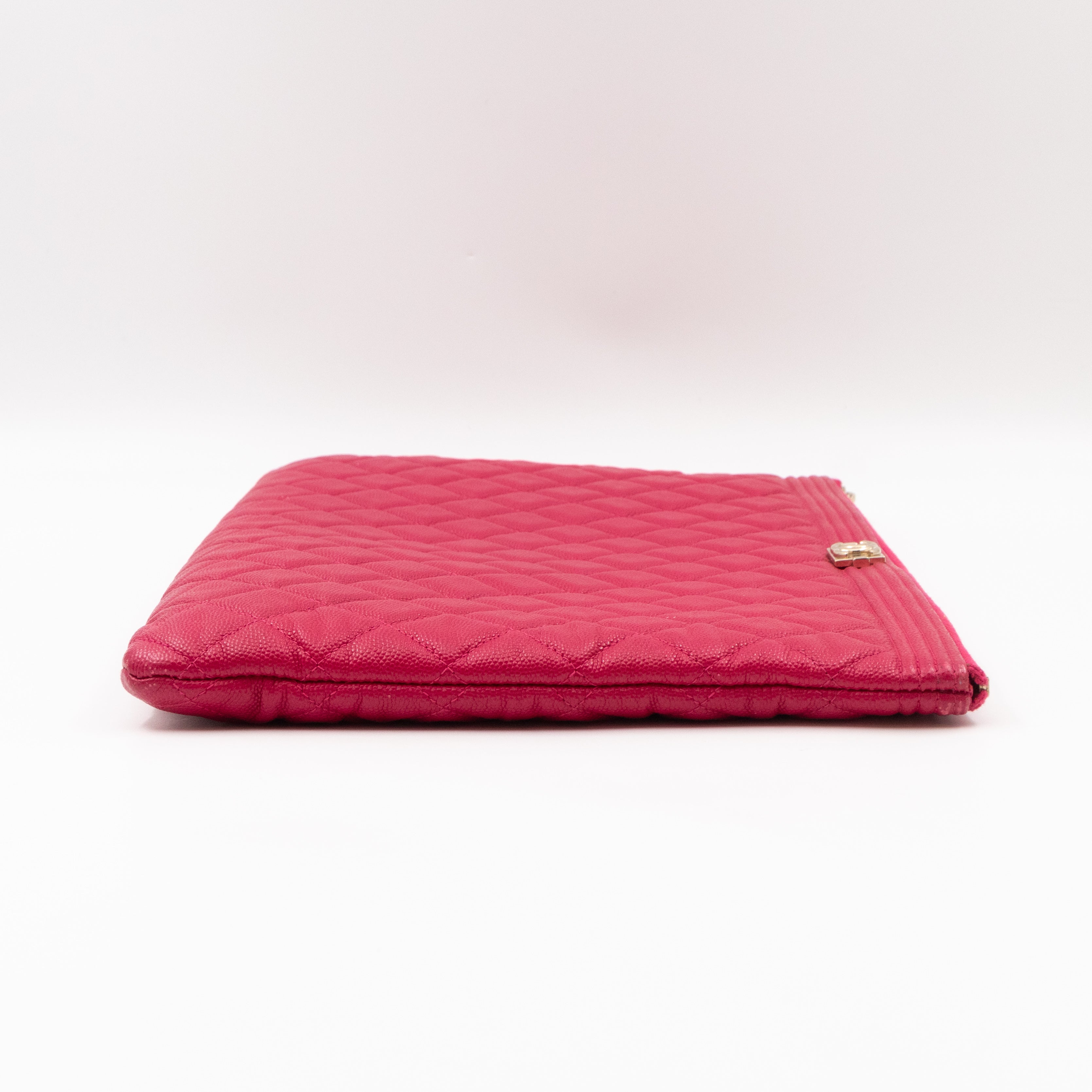 Boy O Case Clutch Large Pink Caviar Leather