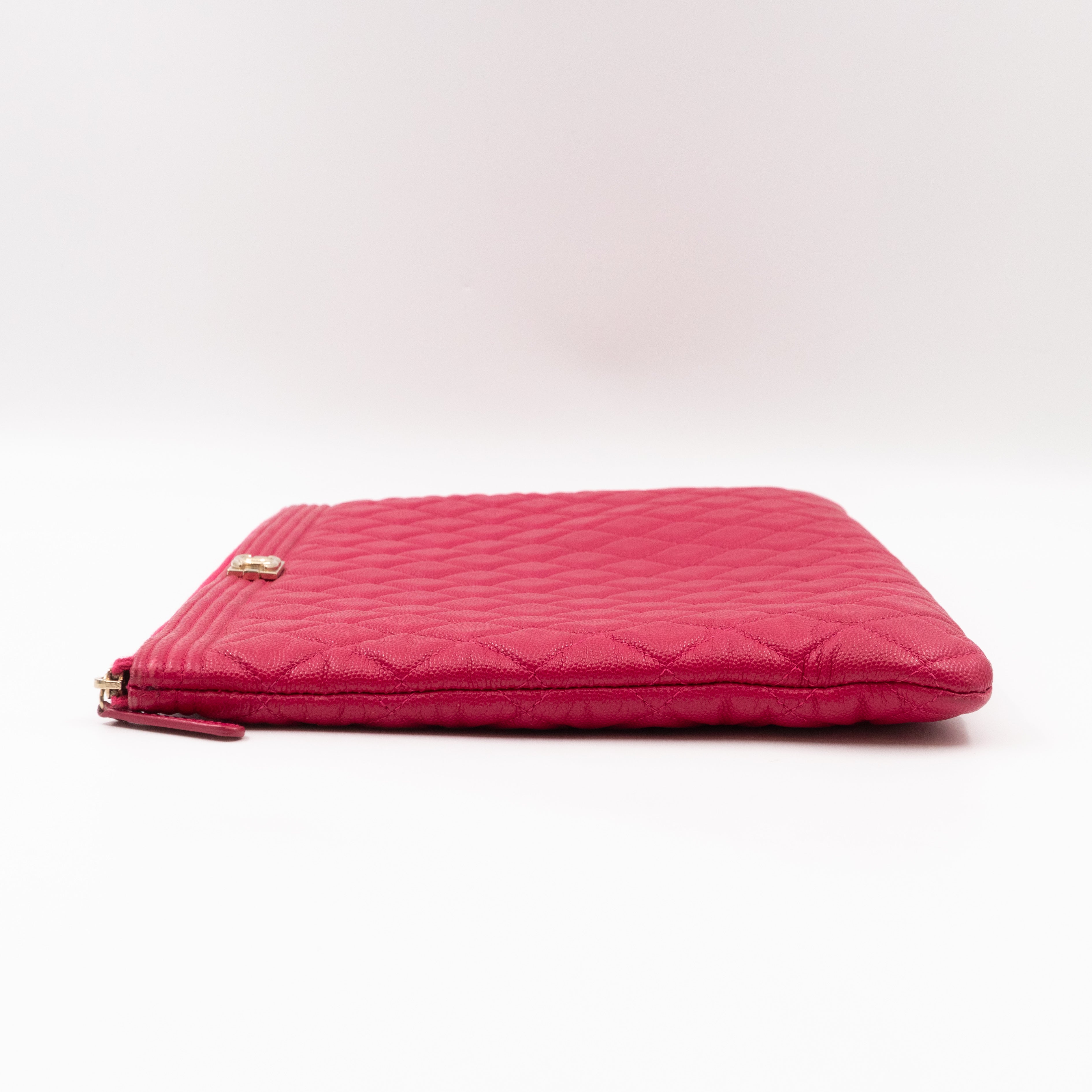Boy O Case Clutch Large Pink Caviar Leather