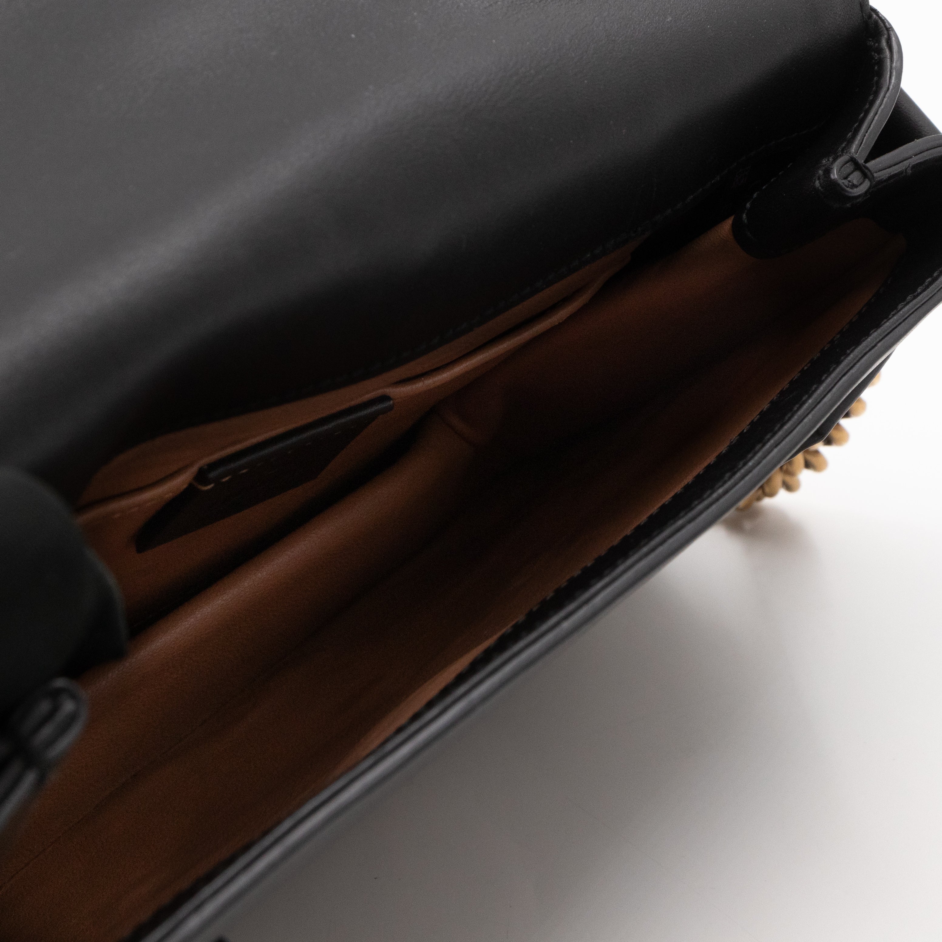 Broadway Pearl Studded Mini Queen Margaret Bee Bag Black Nappa Leather