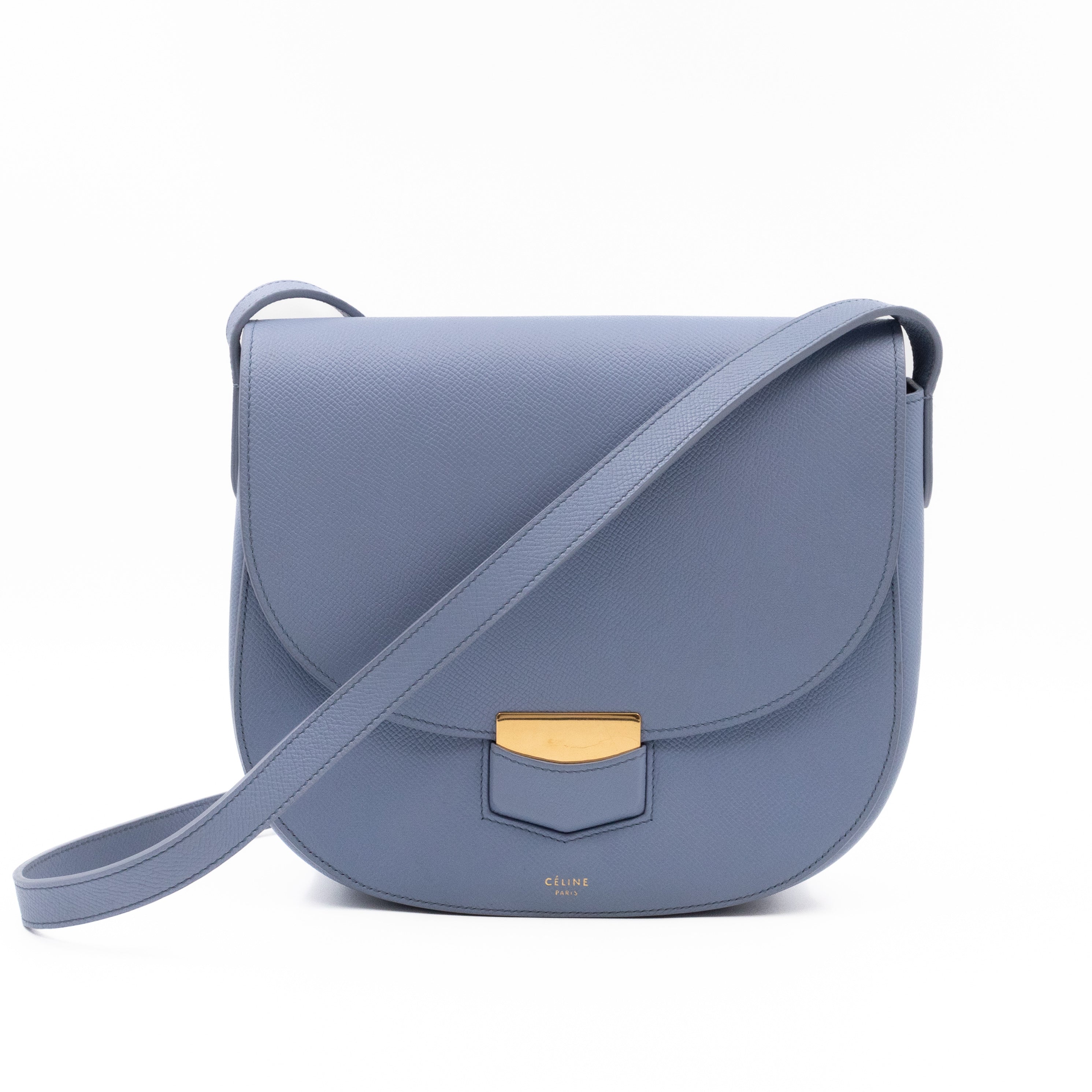 Trotteur Bag Medium Light Blue Grained Calfskin Leather