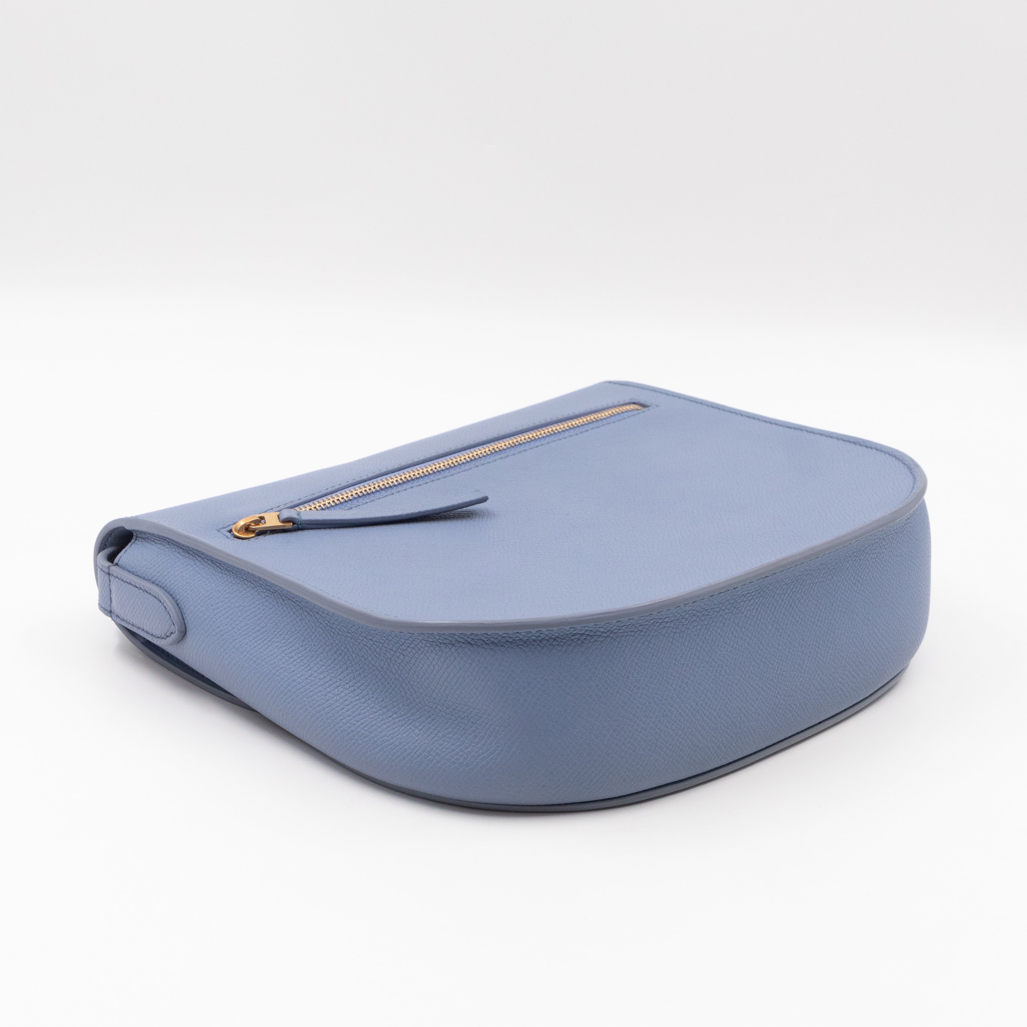 Trotteur Bag Medium Light Blue Grained Calfskin Leather