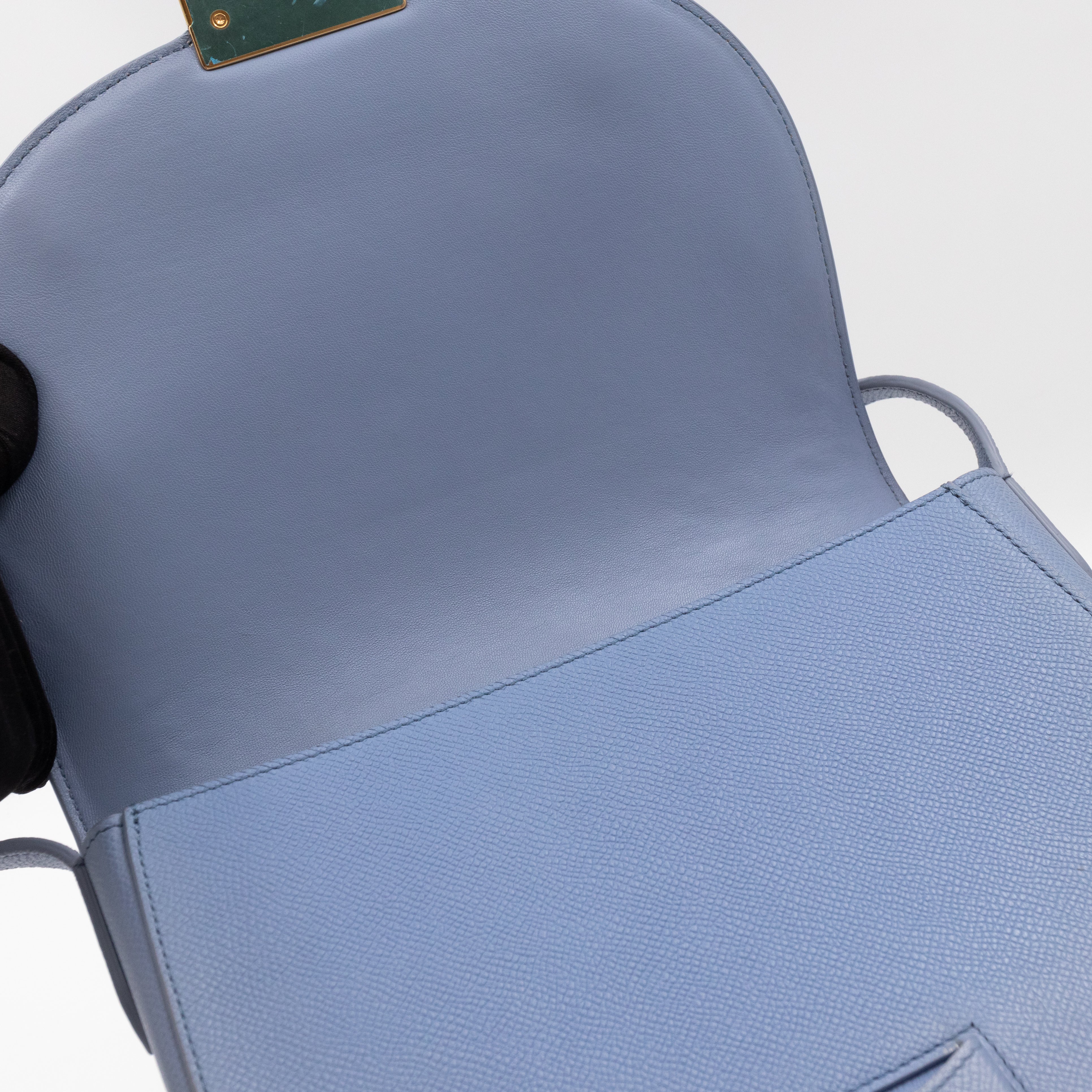 Trotteur Bag Medium Light Blue Grained Calfskin Leather
