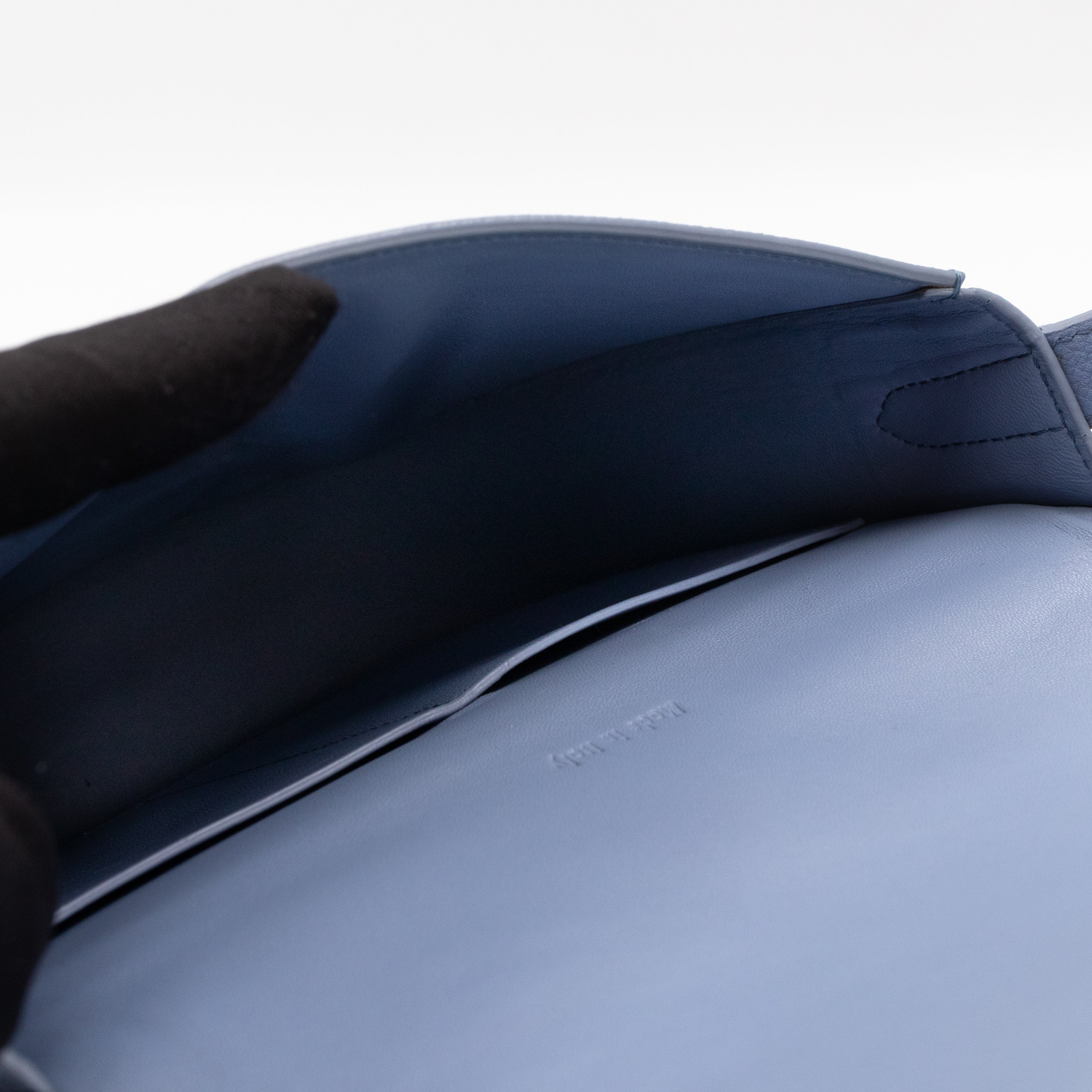 Trotteur Bag Medium Light Blue Grained Calfskin Leather