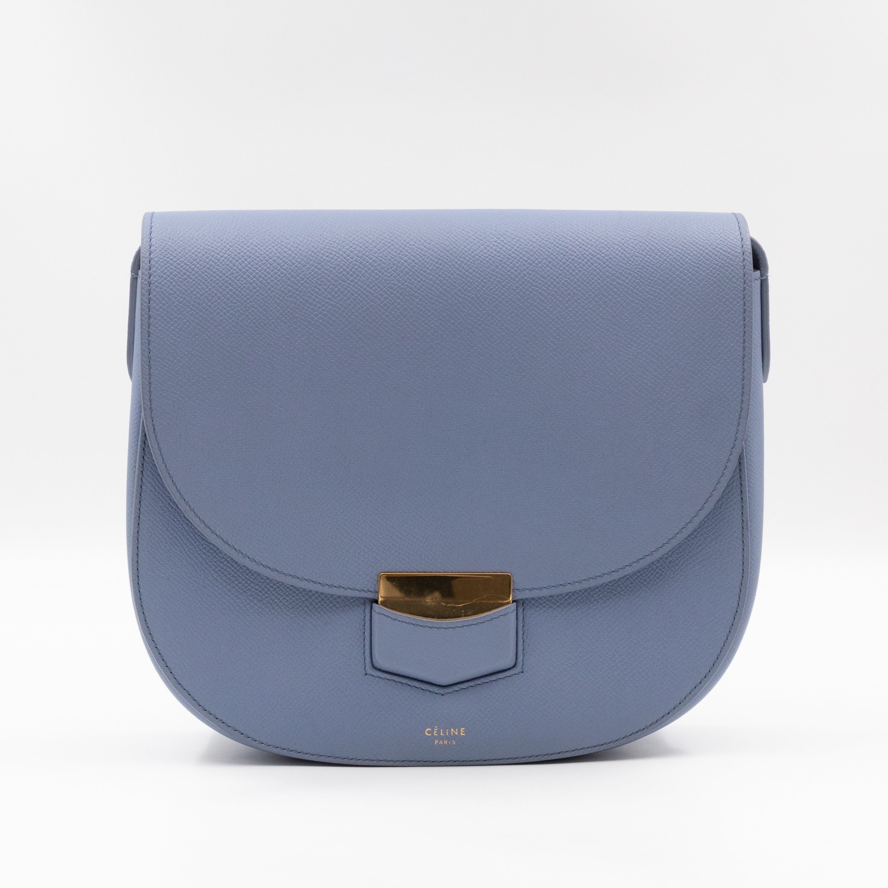 Trotteur Bag Medium Light Blue Grained Calfskin Leather