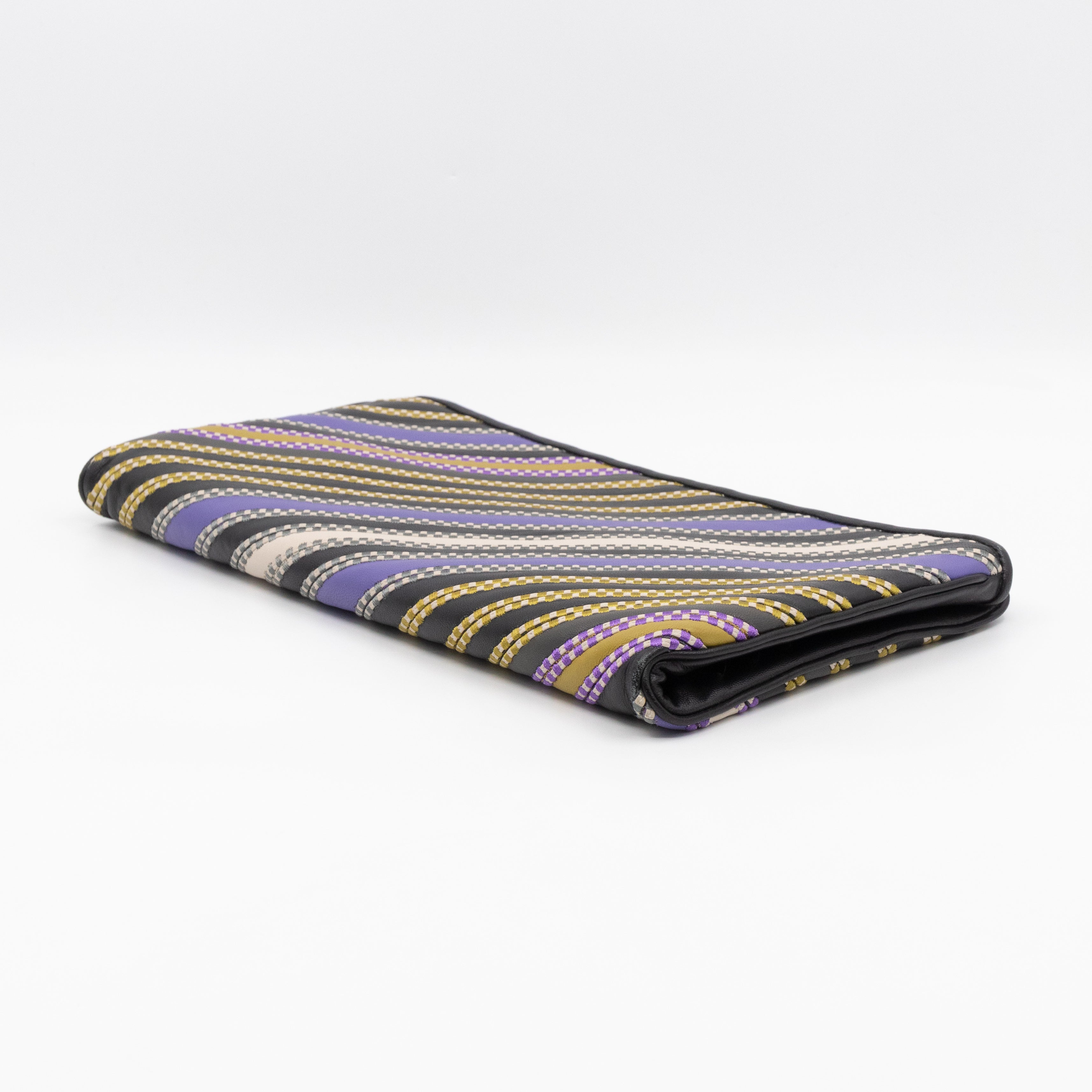 Clutch Bag Diagonal Intrecciato Multicolor Leather