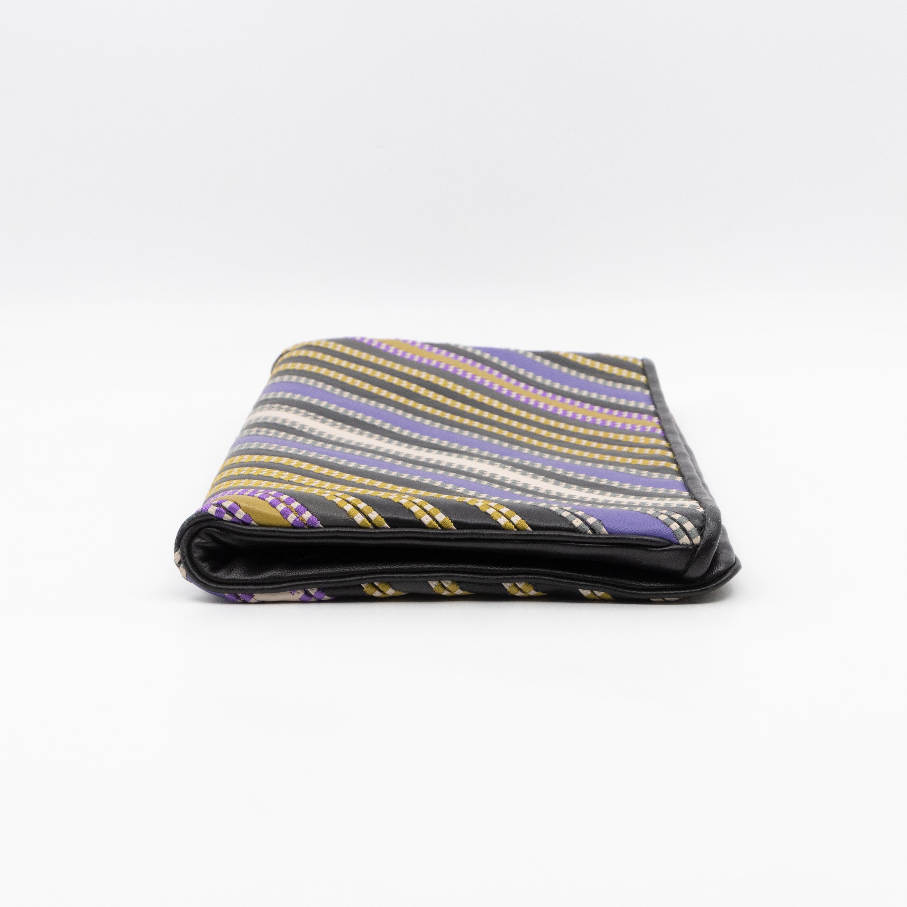 Clutch Bag Diagonal Intrecciato Multicolor Leather