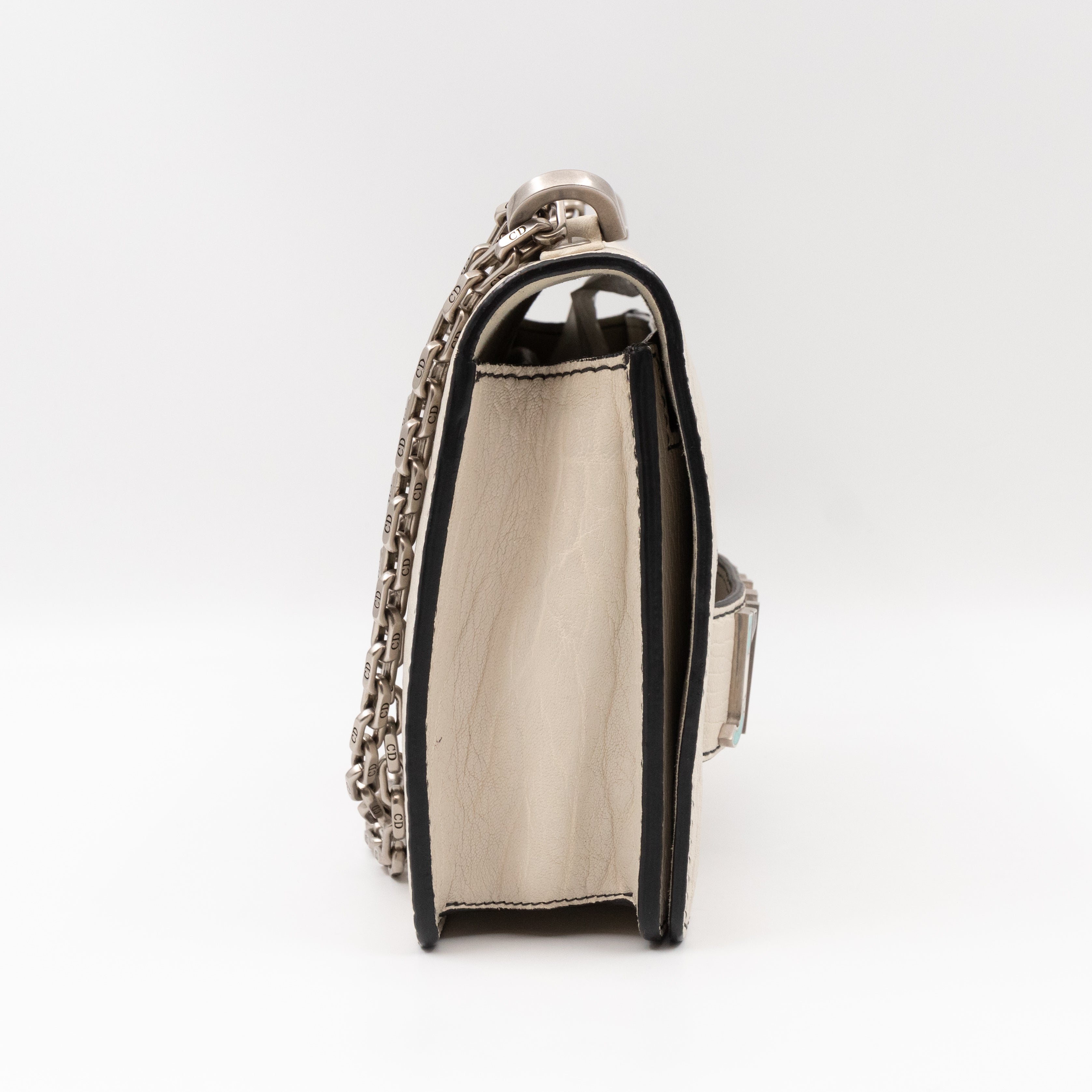 J'Adior Flap Bag Medium White Leather