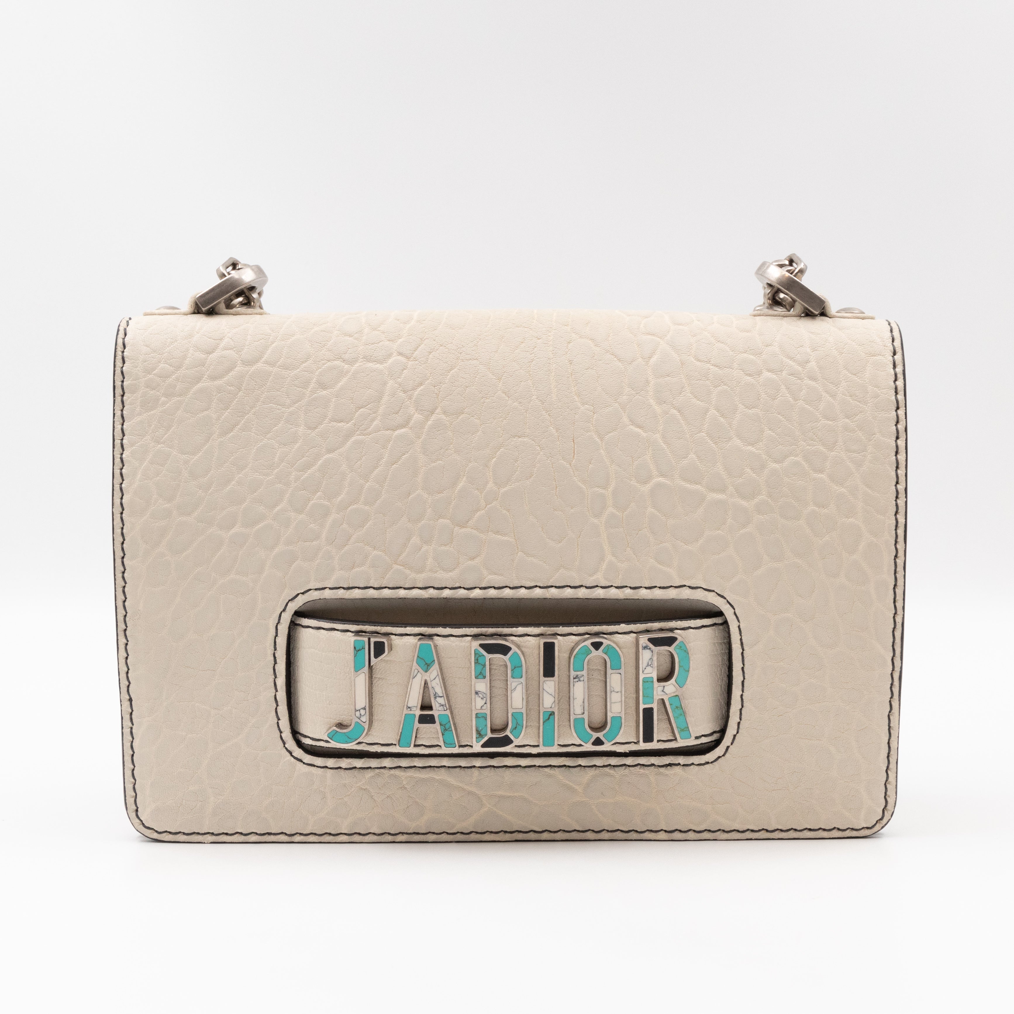 J'Adior Flap Bag Medium White Leather