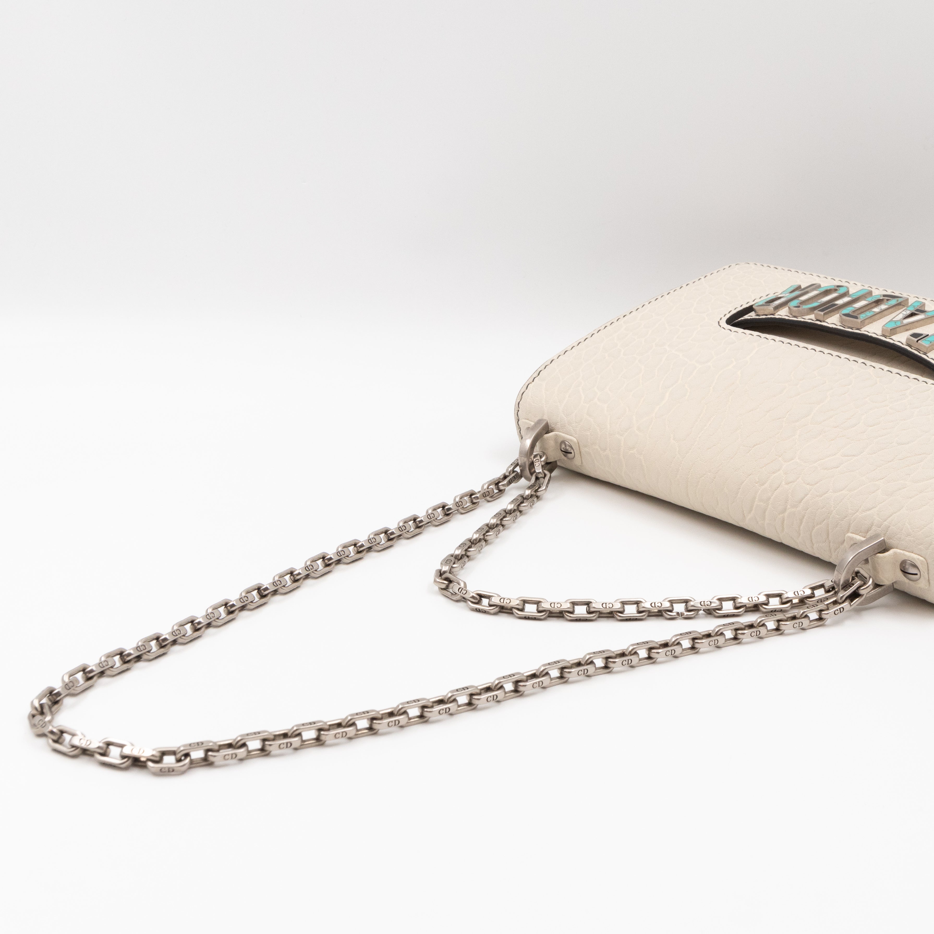 J'Adior Flap Bag Medium White Leather