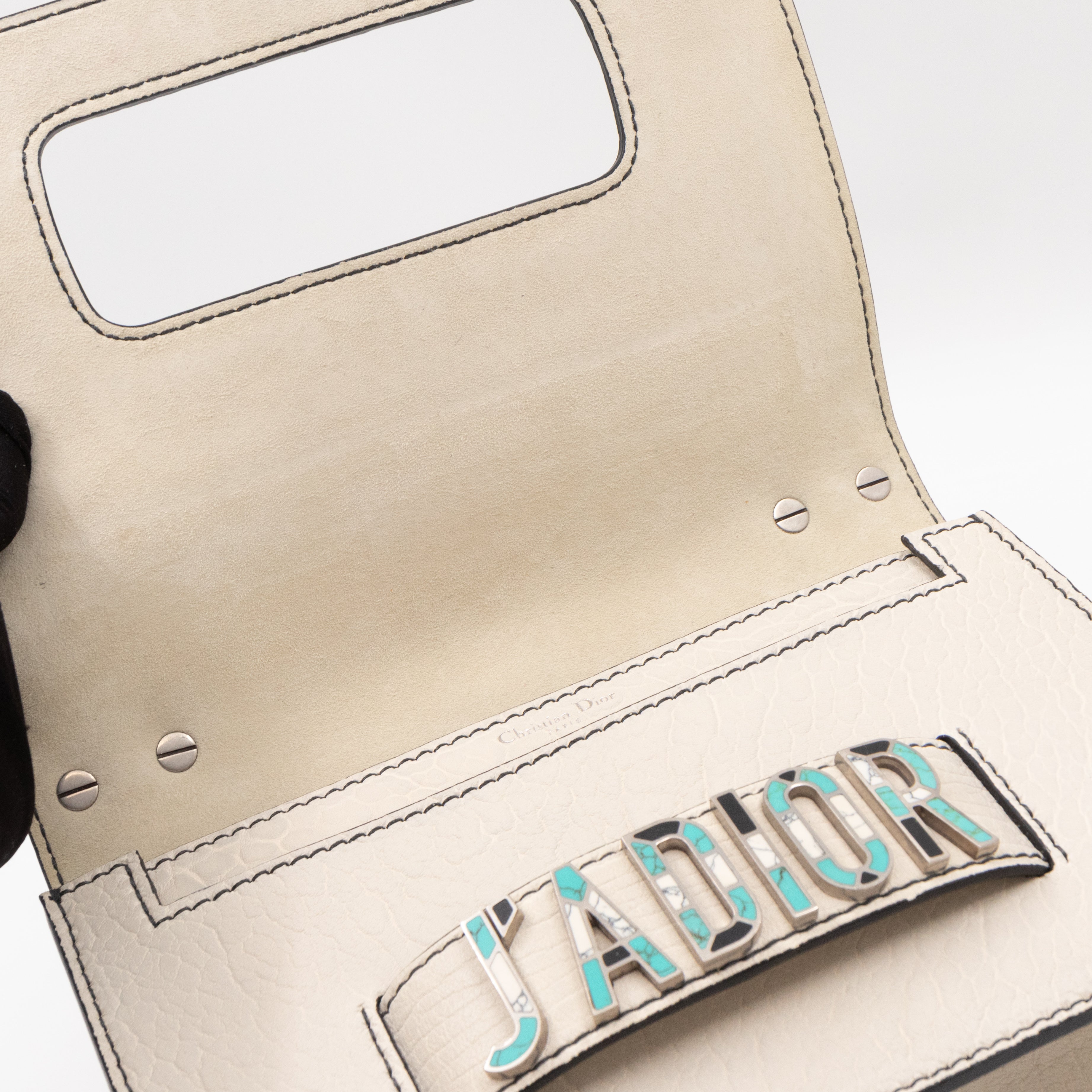 J'Adior Flap Bag Medium White Leather