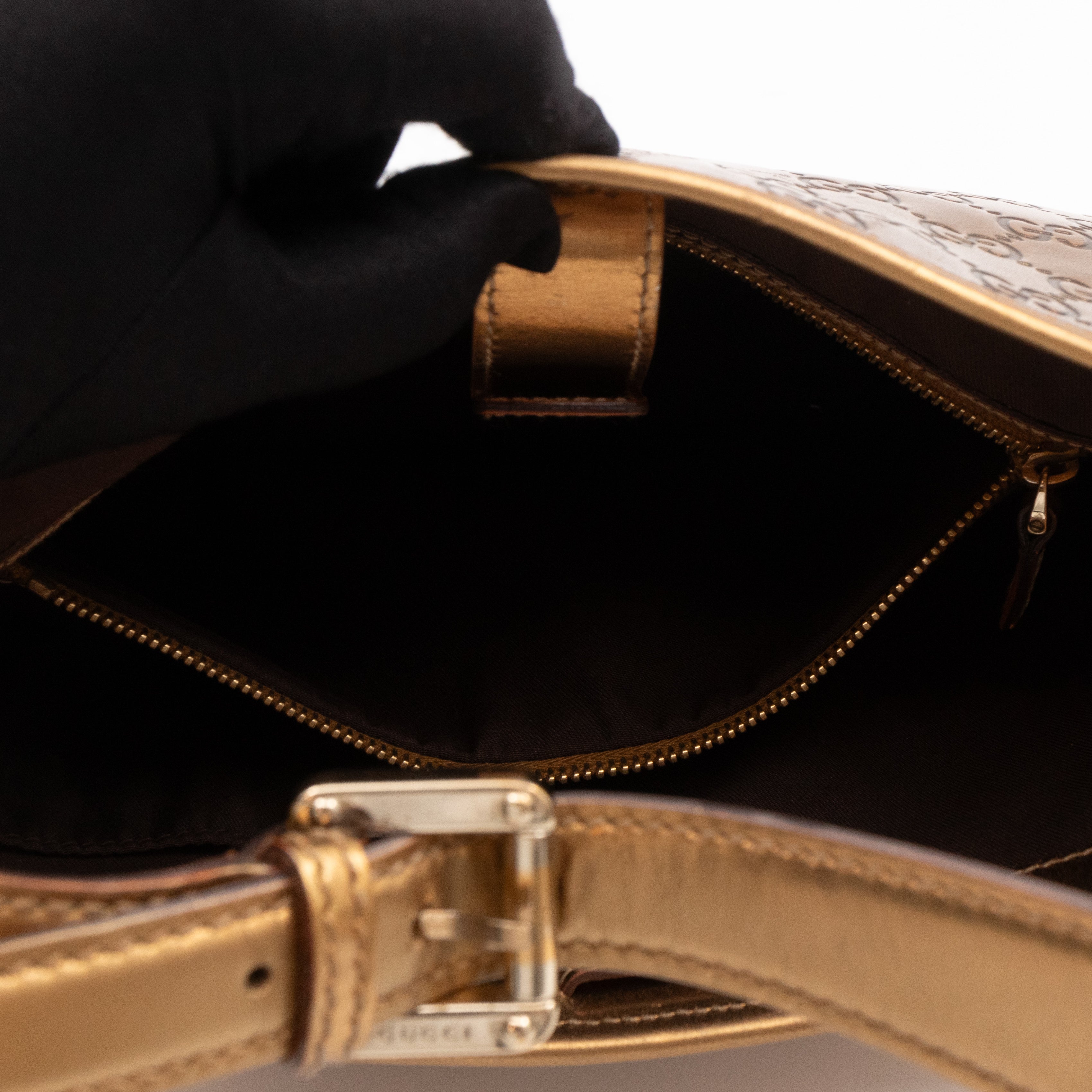 Jackie Small Hobo Bag Metallic Bronze Leather