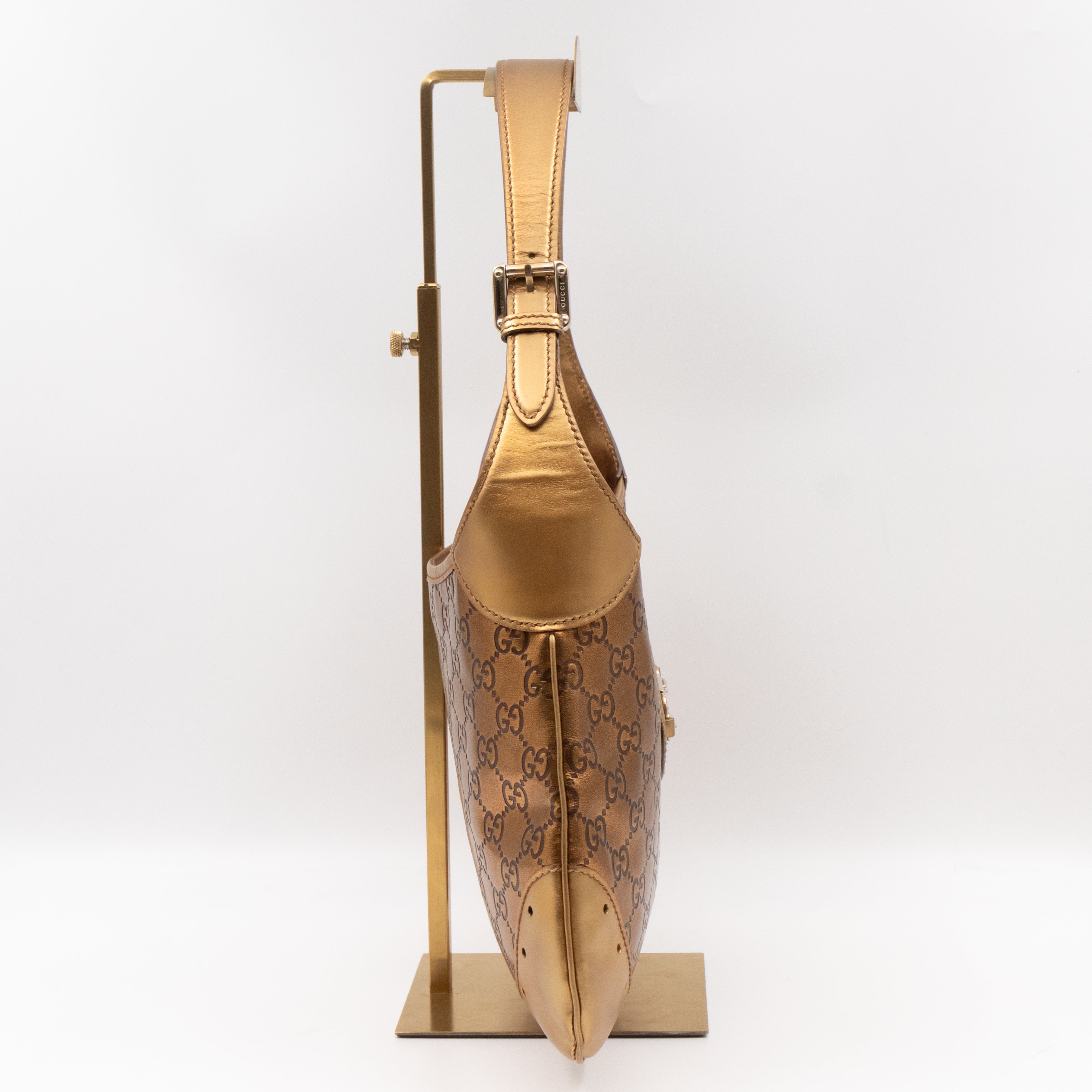 Jackie Small Hobo Bag Metallic Bronze Leather