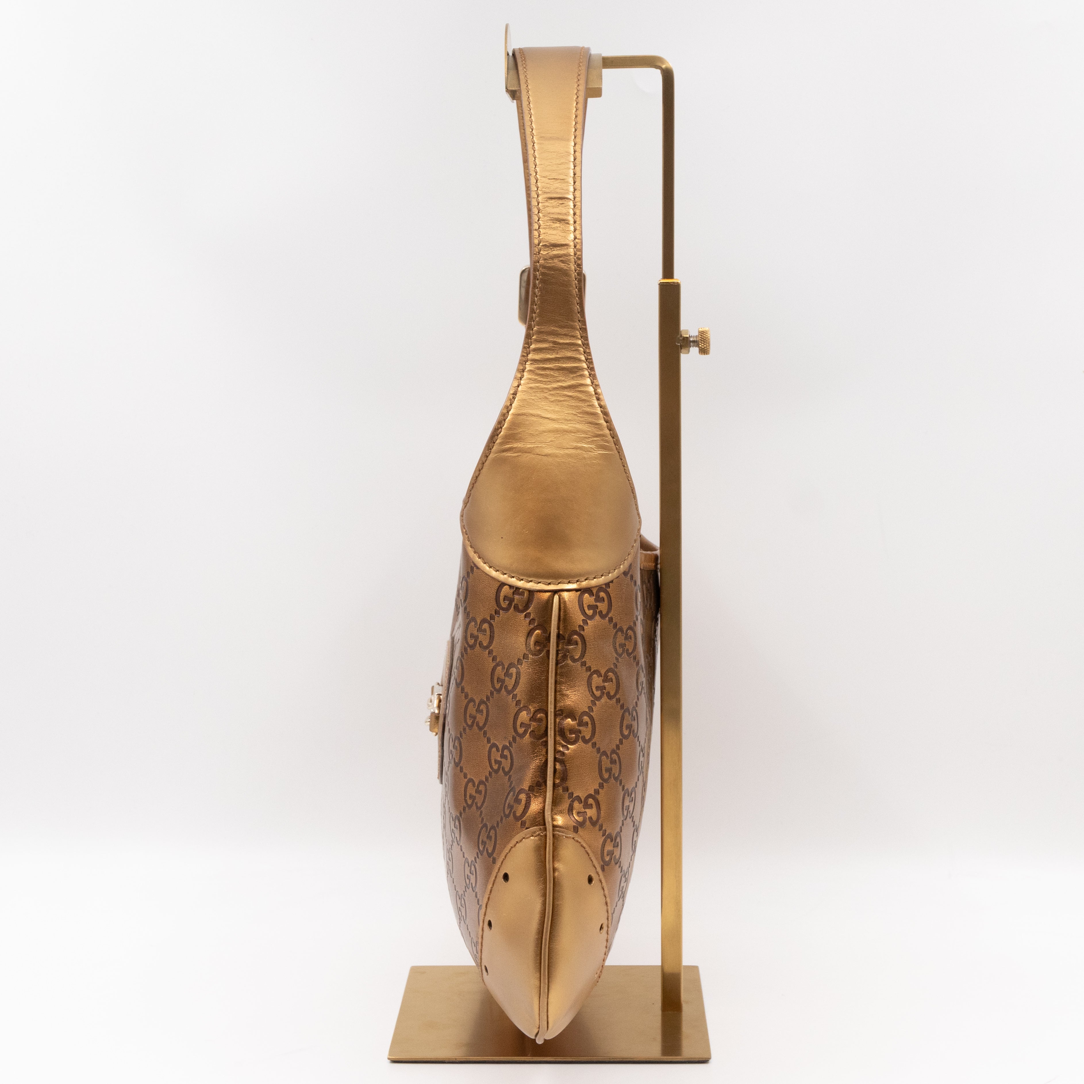 Jackie Small Hobo Bag Metallic Bronze Leather