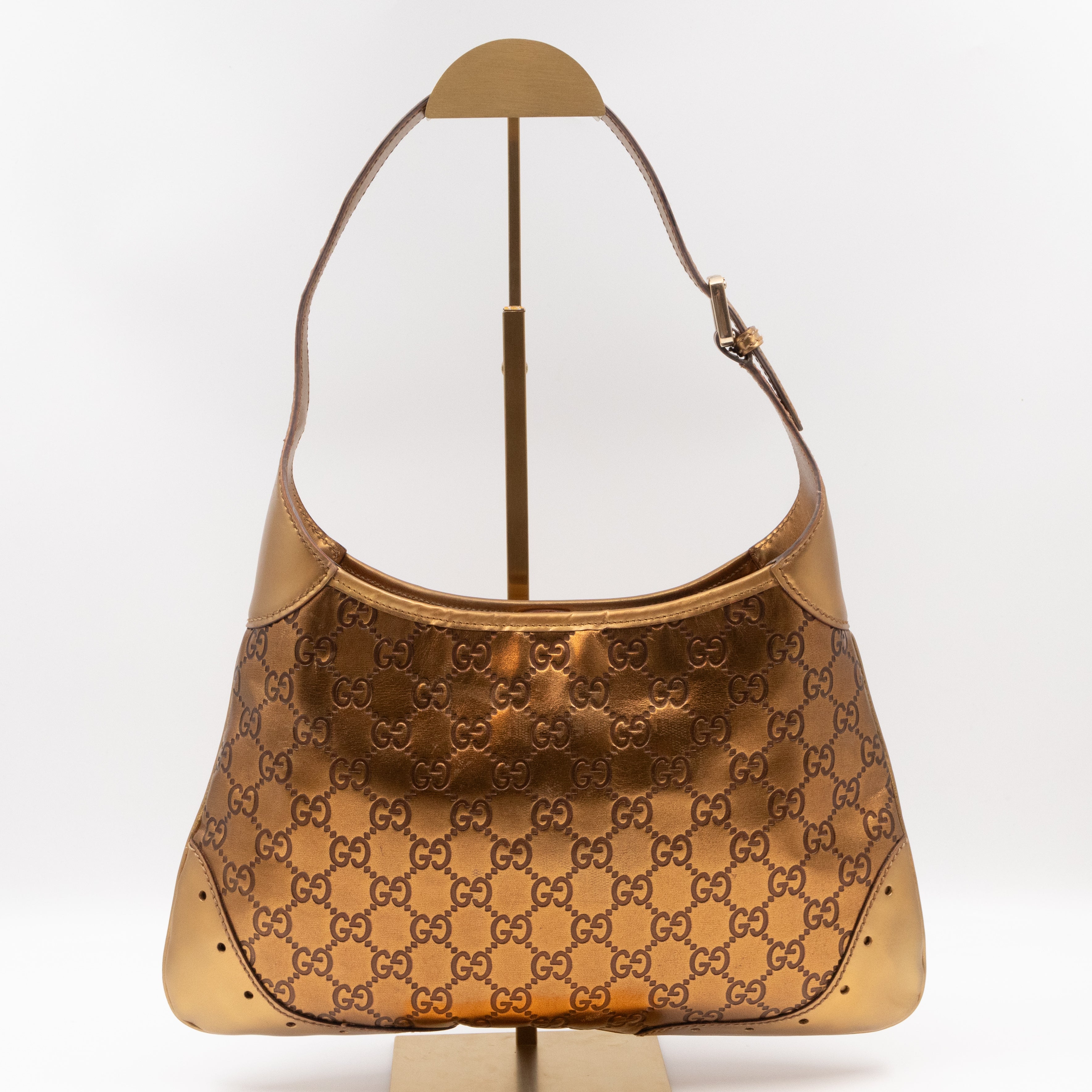 Jackie Small Hobo Bag Metallic Bronze Leather