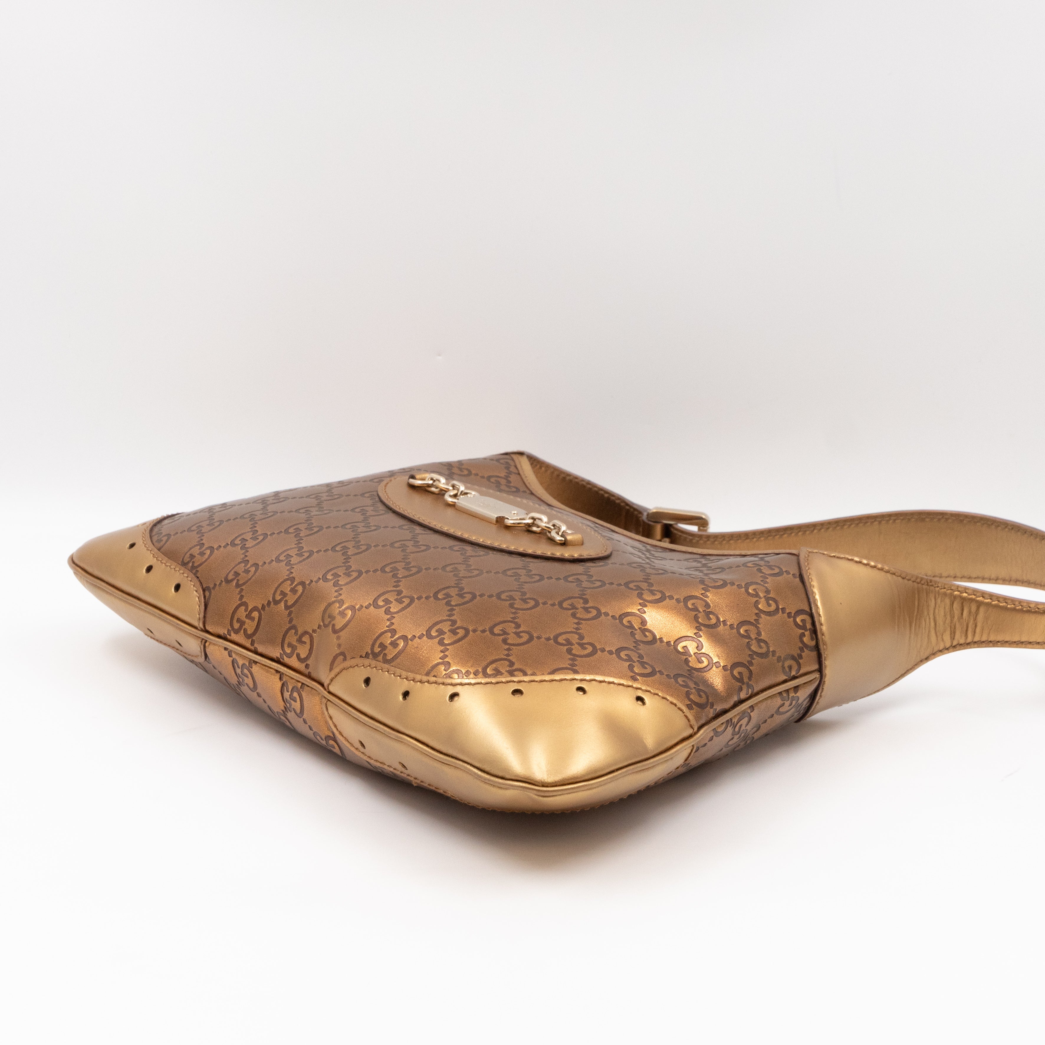 Jackie Small Hobo Bag Metallic Bronze Leather