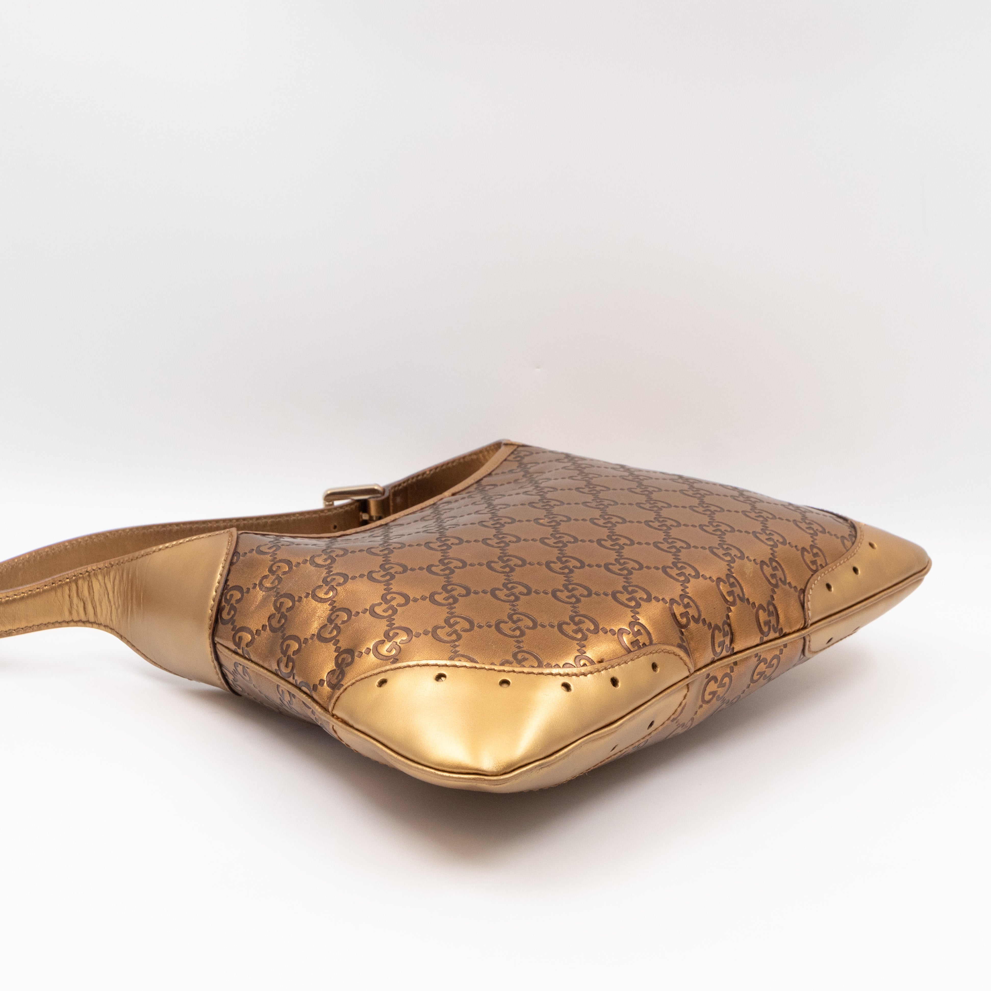 Jackie Small Hobo Bag Metallic Bronze Leather