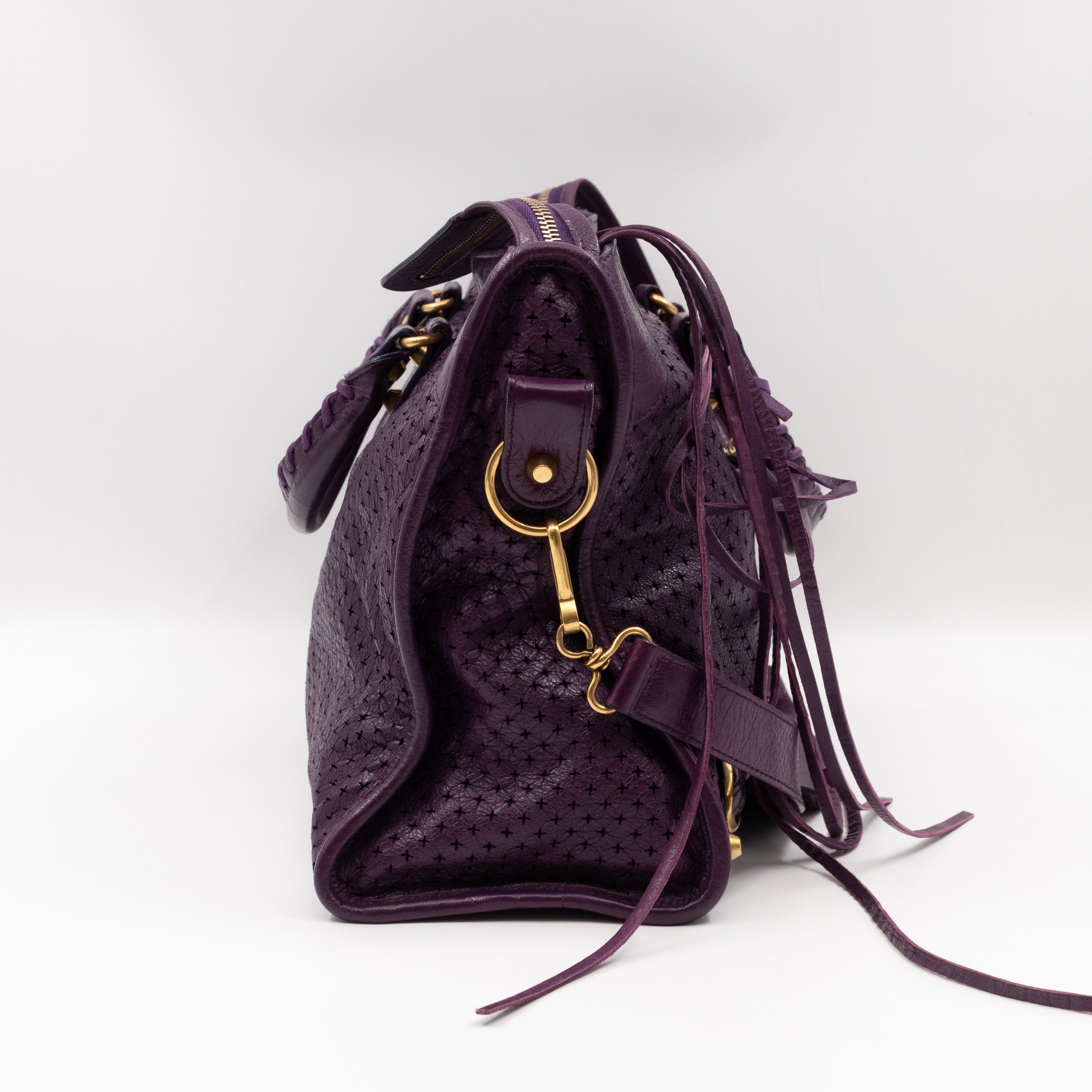 Classic City Bag Violet Cross Perforated Leather